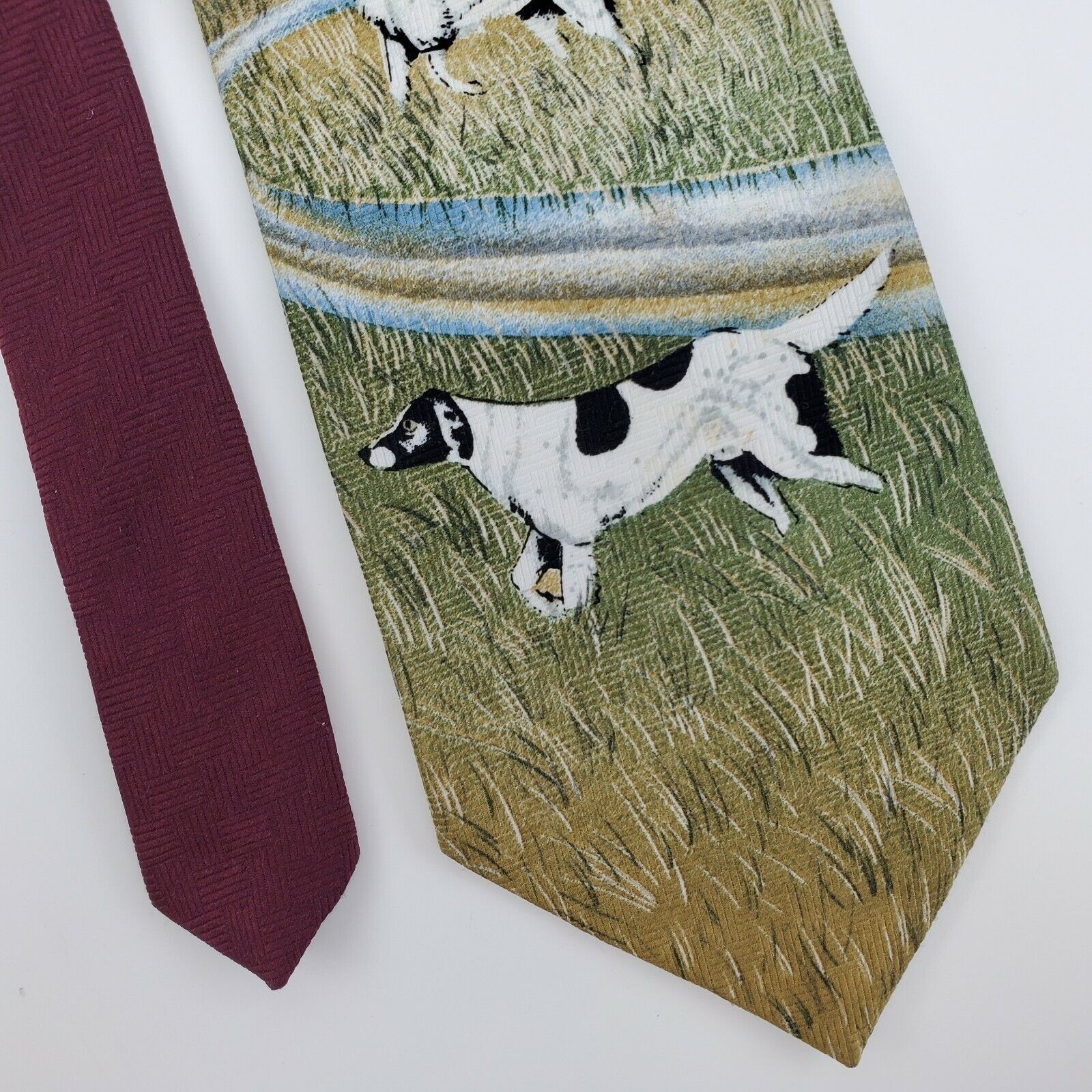 Vintage Reed St.James Green Dog Polyester Tie Wide Size ONE SIZE - 1 Thumbnail
