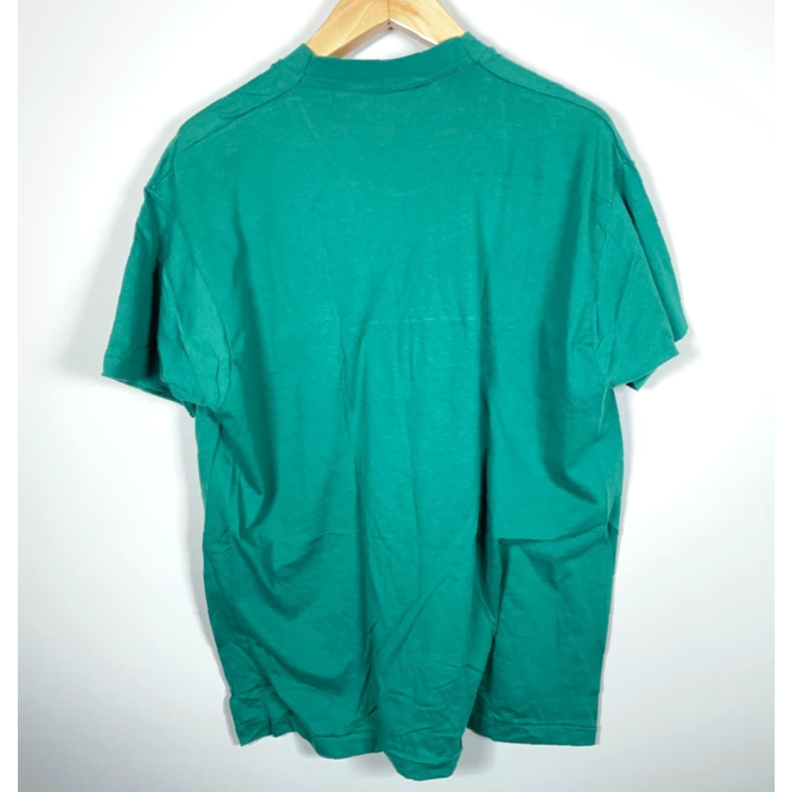 Fruit Of The Loom Vintage Yes Fruit of the Loom 80s Pocket T-Shirt Green 3XL Single Stitch Blank Solid Cotton Jersey Size US XXL / EU 58 / 5 - 2 Thumbnail