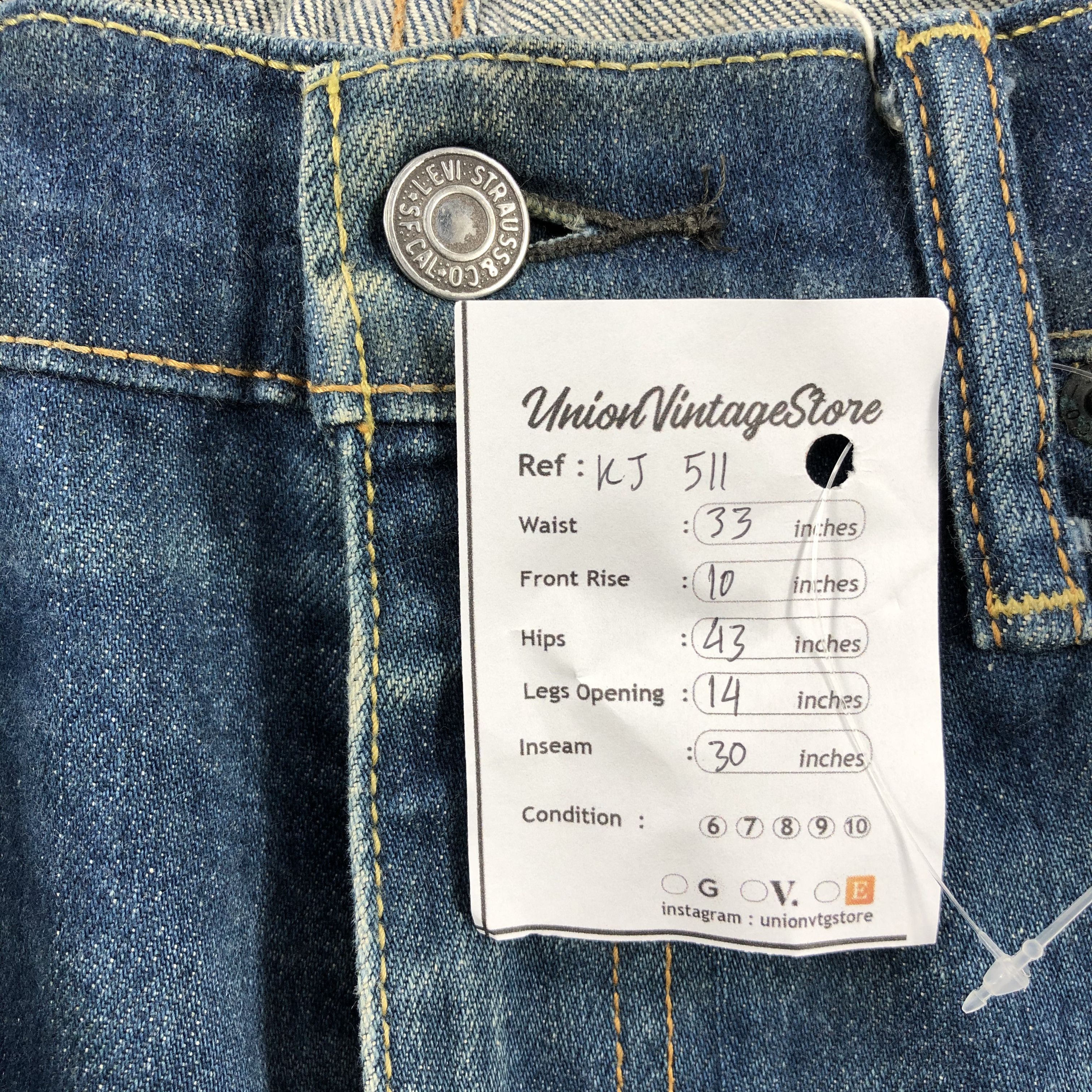 Levi's Vintage Levis 511 Jeans Blue Wash Denim KJ511 Size US 33 - 12 Thumbnail