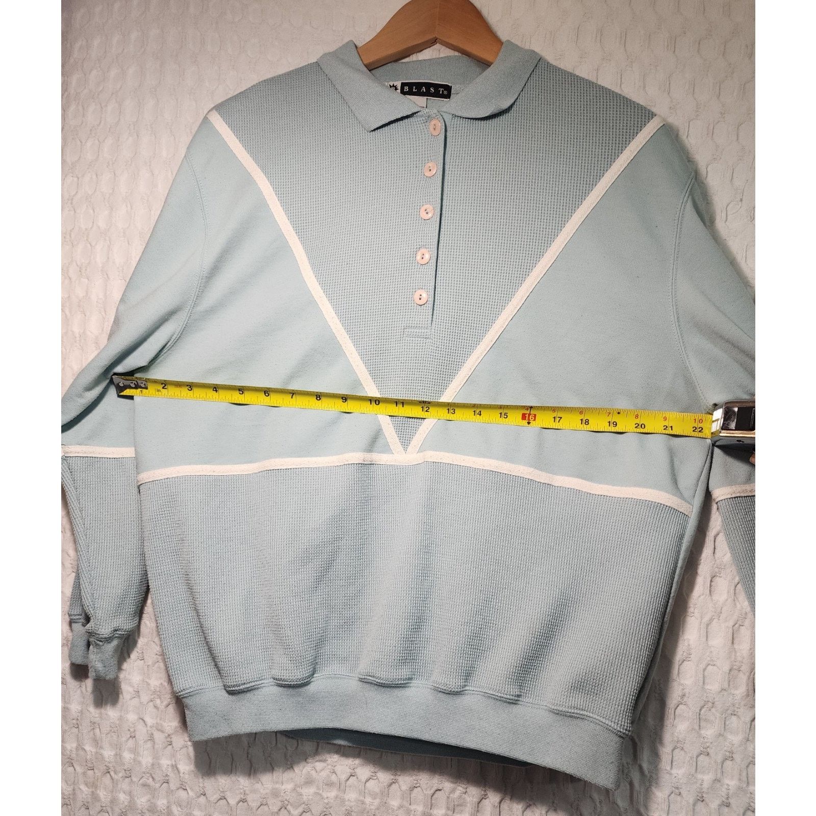 BLAEST Vintage 1980's Blast Women's Large Sweatshirt Button Blue Size L / US 10 / IT 46 - 5 Thumbnail