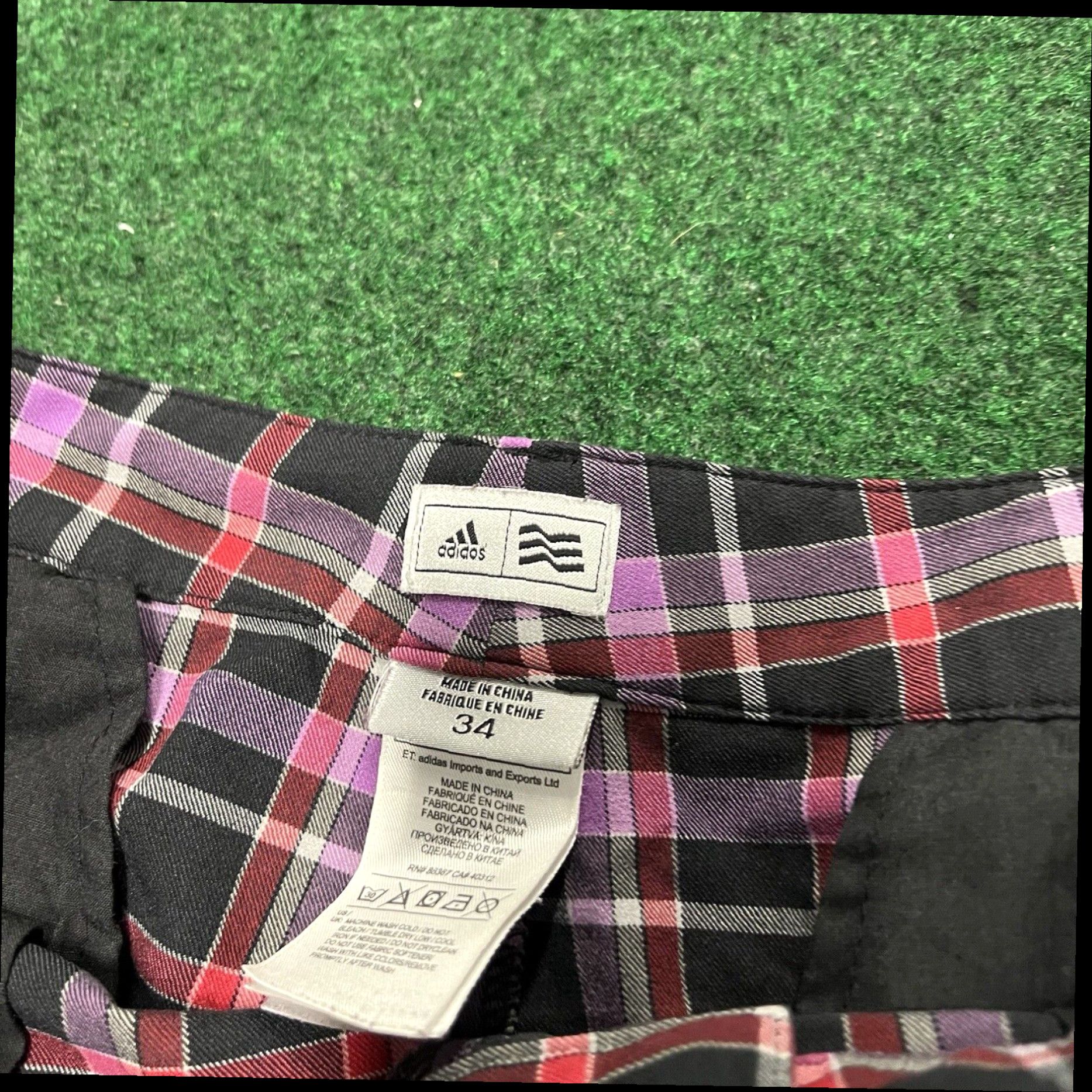 Adidas Vintage Adidas Shorts Mens 34 Purple Black Plaid Chino Golf Athletic Flat Front Size US 34 / EU 50 - 4 Thumbnail