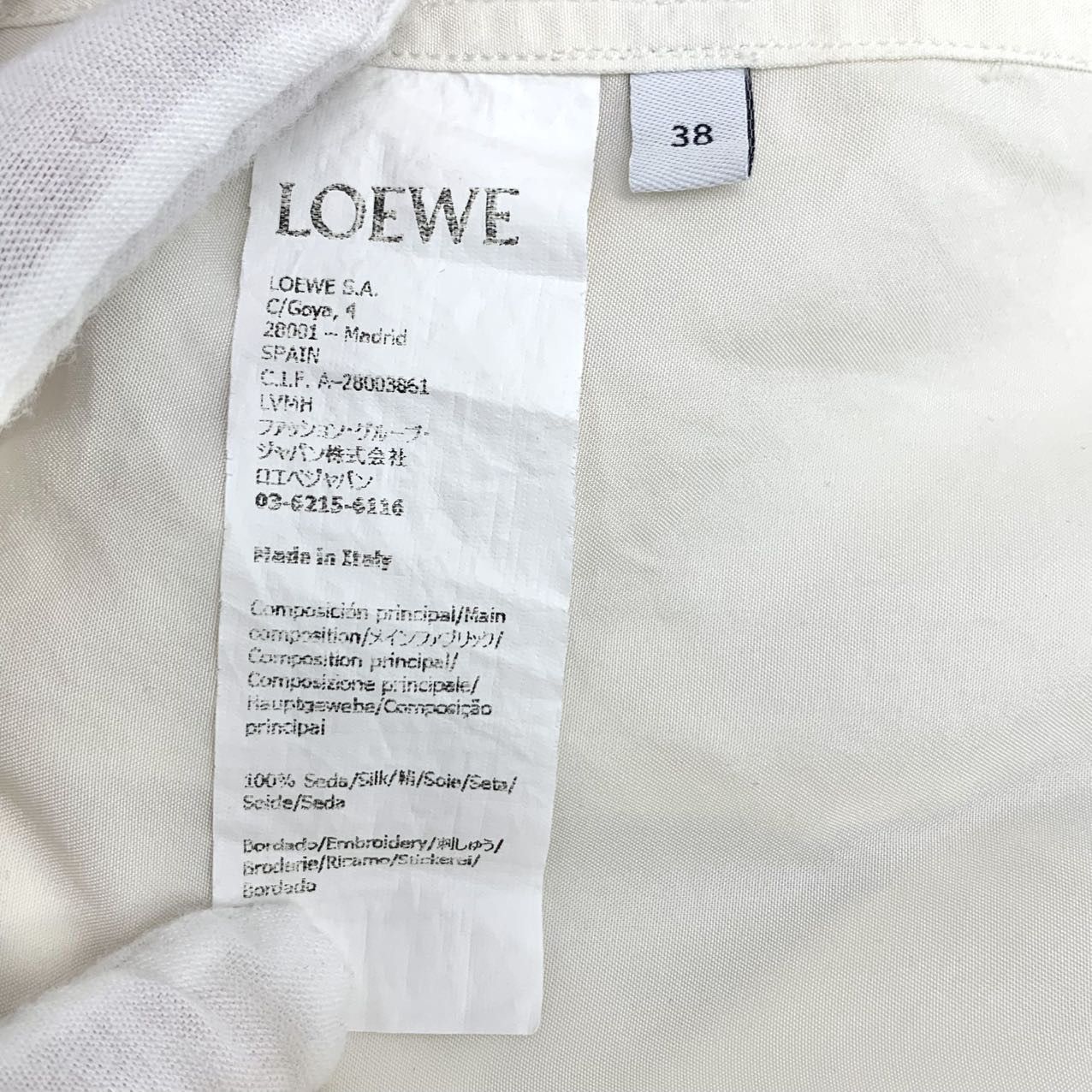 Loewe Loewe White Silk V-neck Long-sleeve Irregular Shirt K26WX Size US S / EU 44-46 / 1 - 7 Thumbnail