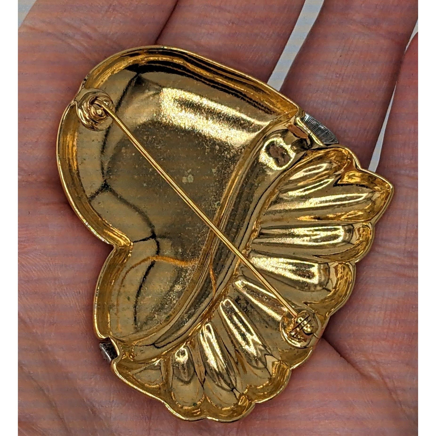 Other Vintage Love Gold-Tone Heart Brooch With Faux Marcasite Acce Size ONE SIZE - 6 Thumbnail