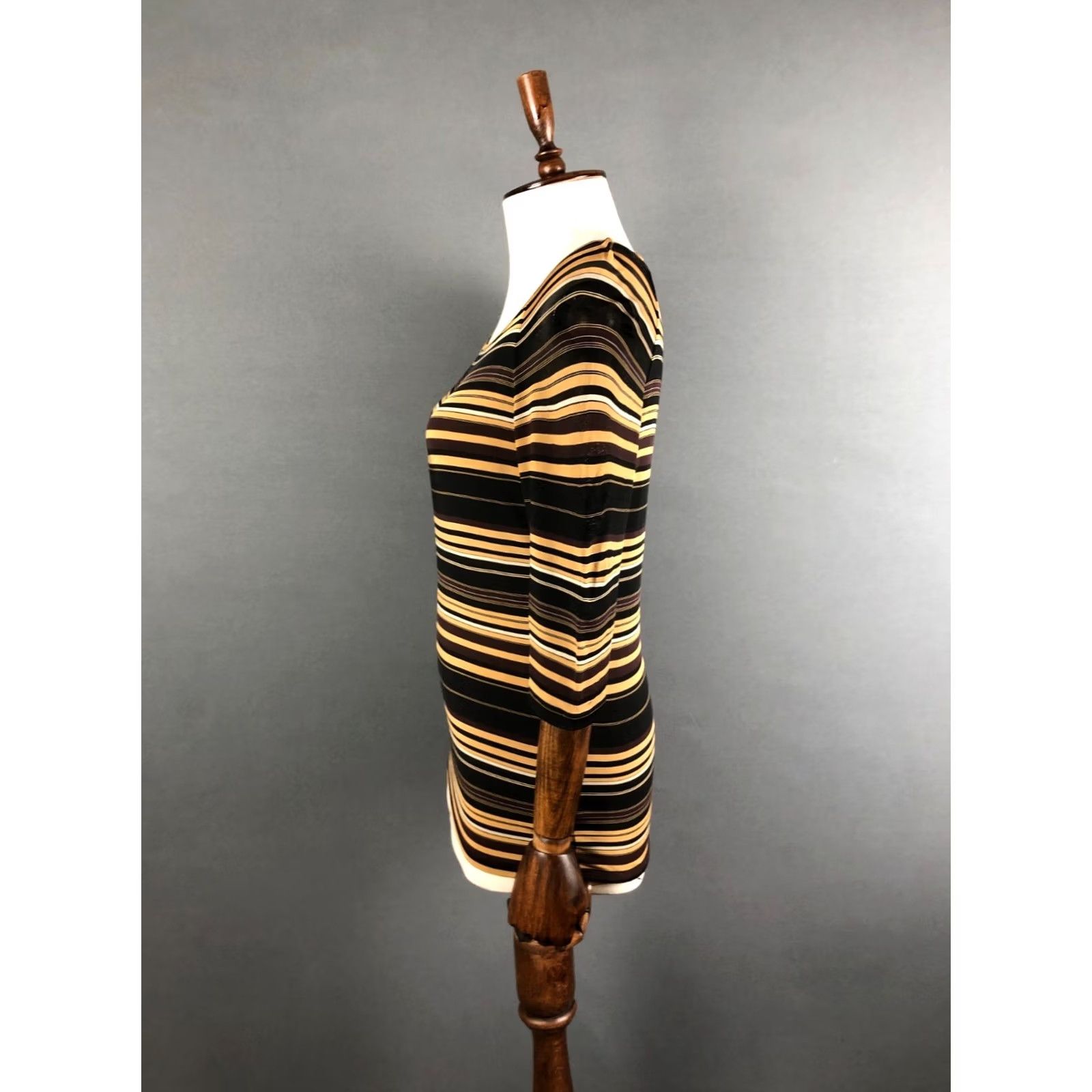 Max Mara Max Mara Blouse Striped Jersey Viscose Elastane Brown M Women's Top Regular Size M Crew/N/A Size M / US 6-8 / IT 42-44 - 2 Thumbnail