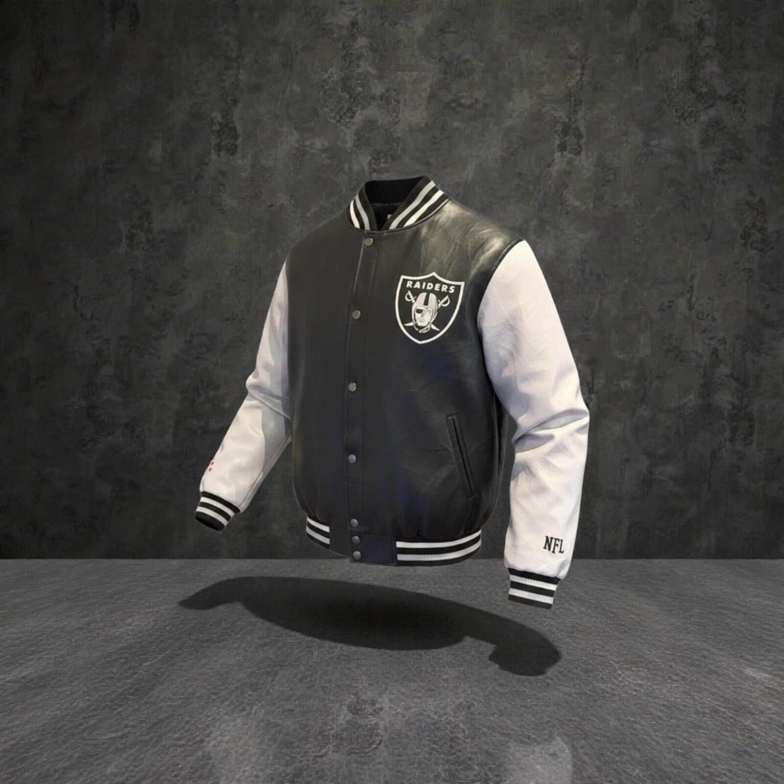 NFL Mens leather full embroidered NFL Raiders varsity jacket Size US L / EU 52-54 / 3 - 1 Thumbnail