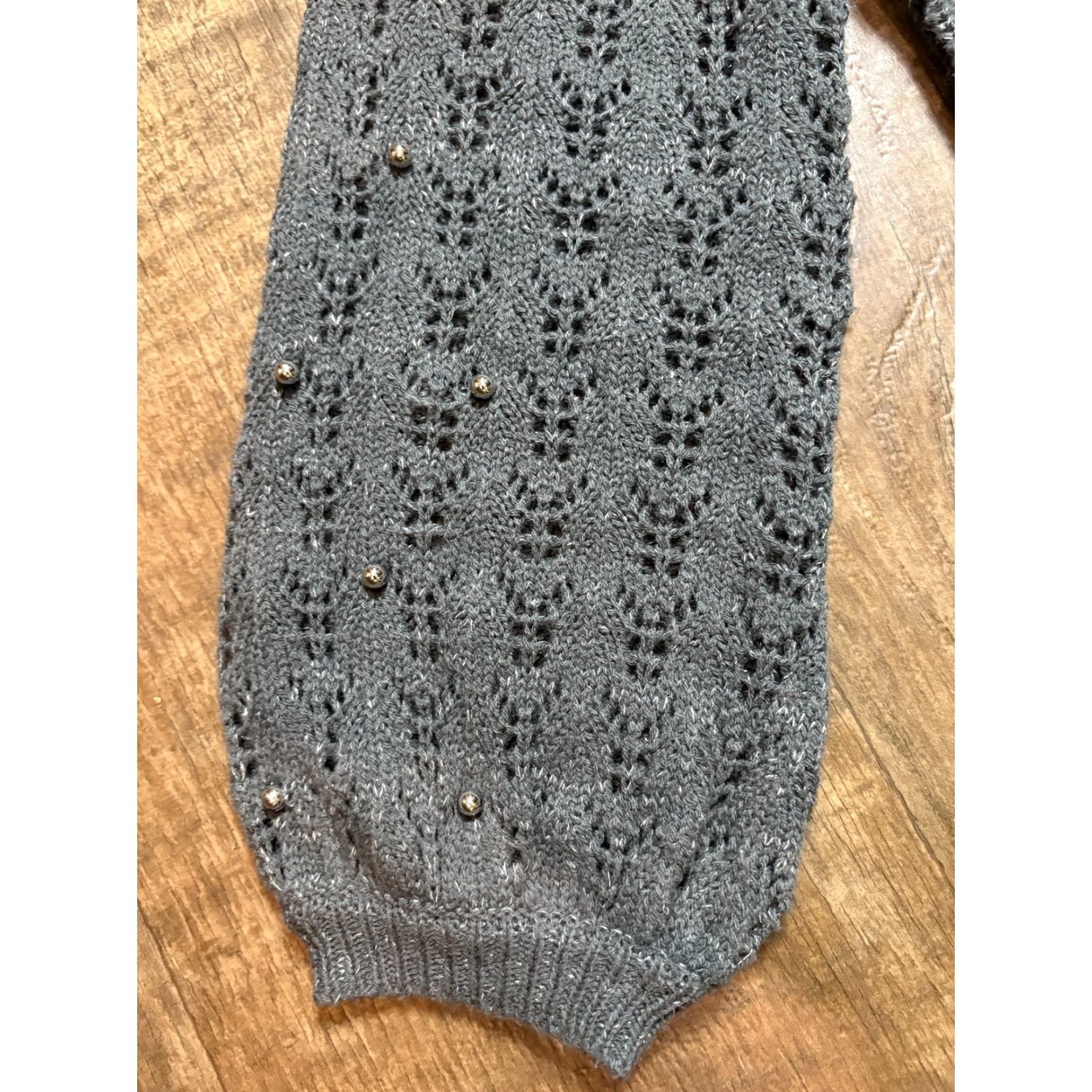 Vintage Lane Bryant Sweater Womens 18/20 Silver Knit Beaded Long Sleeve Pullover Size XXL / US 16-18 / IT 52-54 - 3 Thumbnail