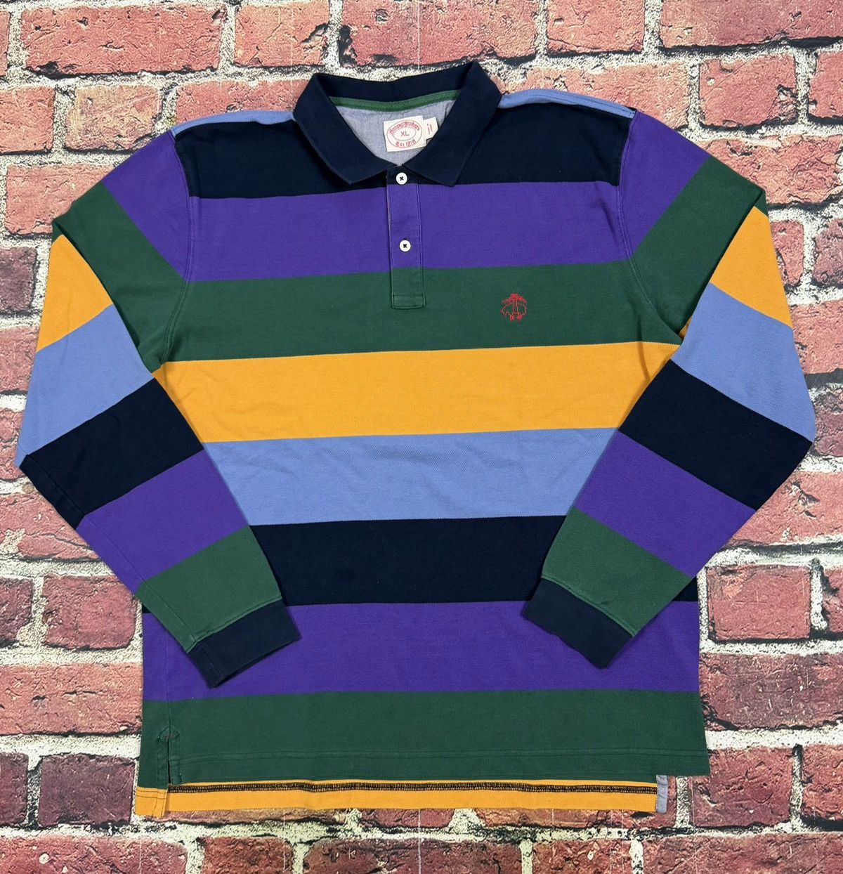 Brooks Brothers Brooks Brothers Long Sleeve Polo Striped Color-Block Rugby Size US XL / EU 56 / 4 - 1 Thumbnail