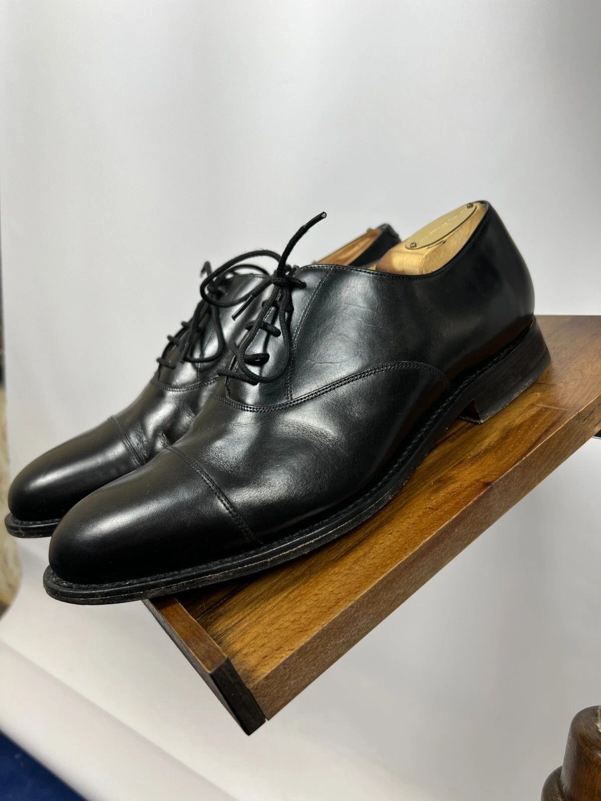 Barker Barker London Black Leather Oxford Lace Up Formal Shoes Size US 9.5 / EU 42-43 - 2 Thumbnail