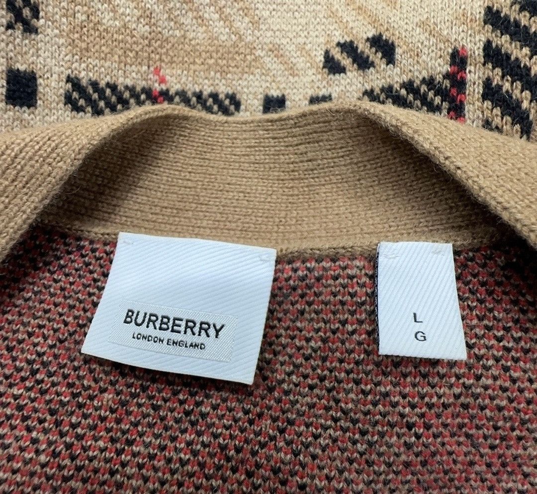 Burberry Burberry Check Cashmere Jacquard Cardigan Size US L / EU 52-54 / 3 - 3 Thumbnail