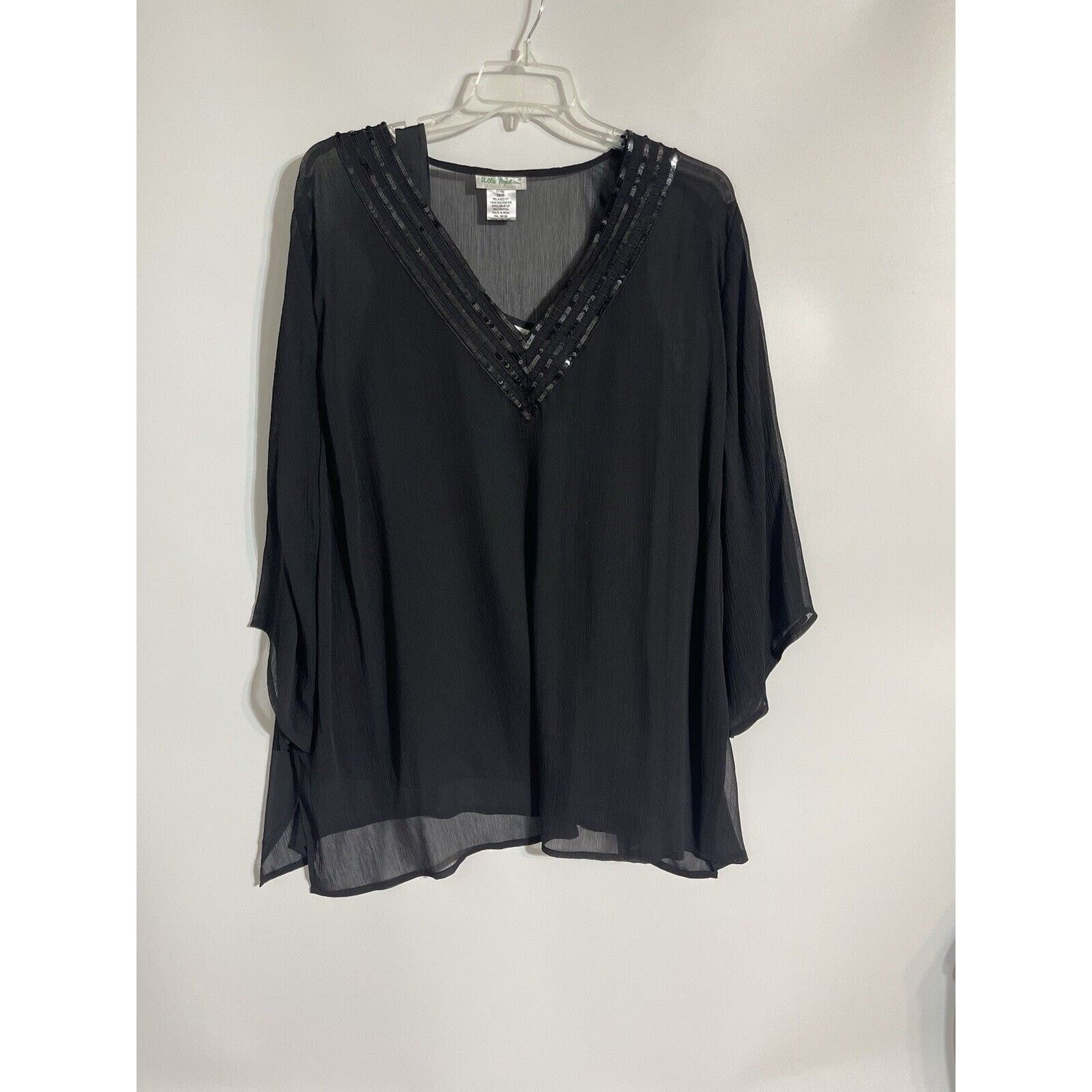 Other Ulla Popken 2 Piece Top Plus Size 28/30 Sheer Sequins Fairy Size ONE SIZE - 1 Thumbnail