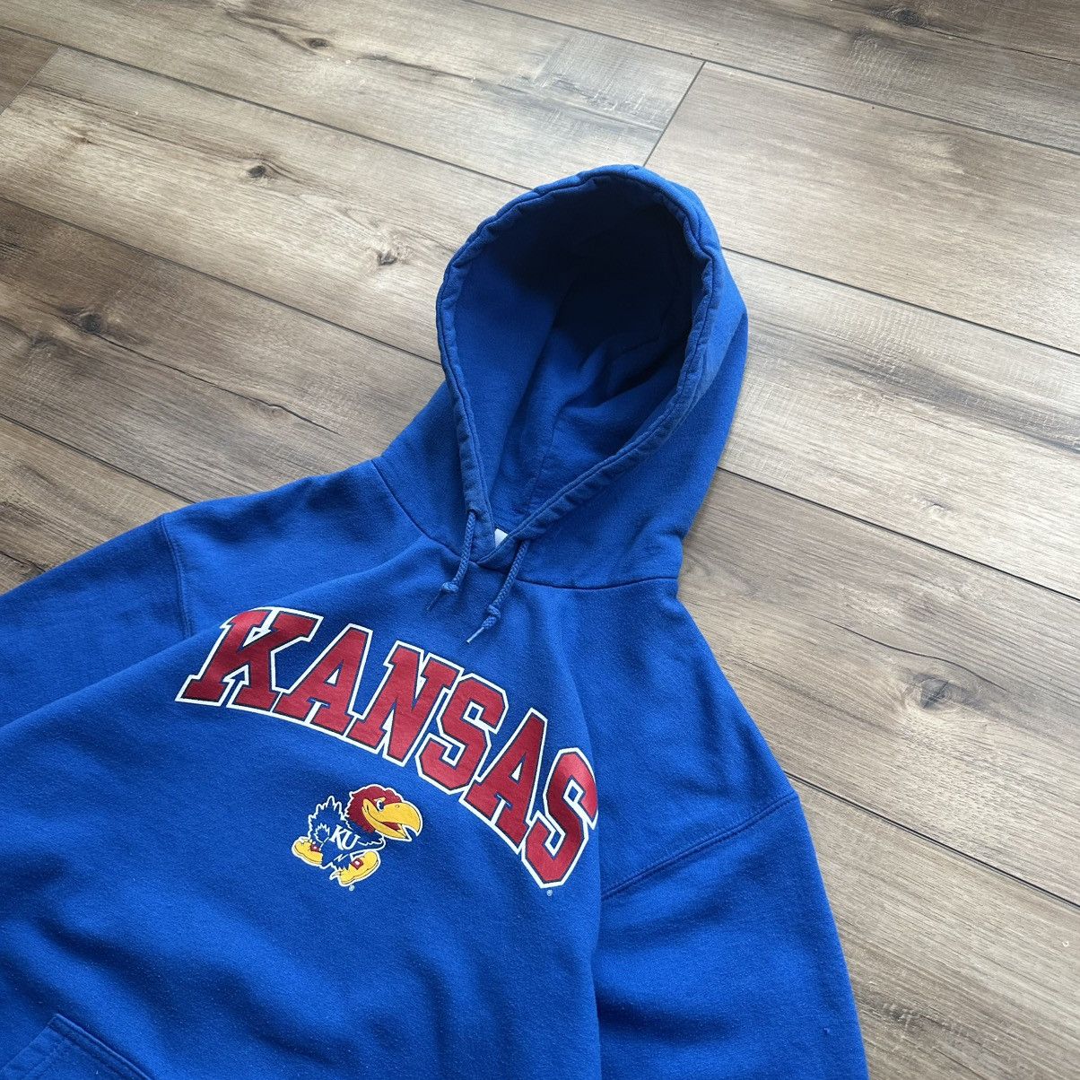 NCAA Vintage 2000s NCAA Kansas Jayhawks Blue Spell Out Hoodie Size US M / EU 48-50 / 2 - 3 Thumbnail