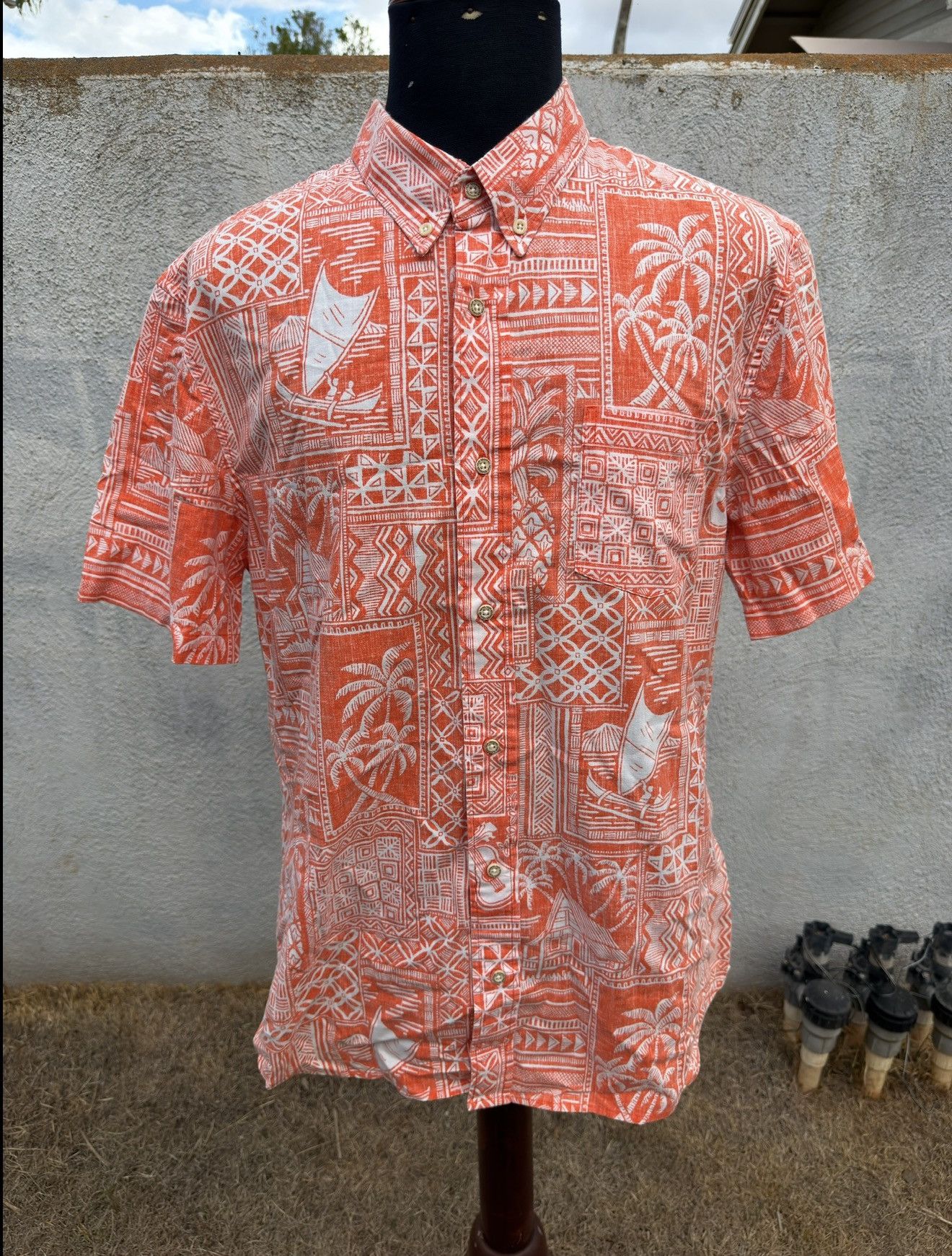 Reyn Spooner PreOwned Reyn Spooner Tailored Fit Hawaiian Orange Men's XL Size US XL / EU 56 / 4 - 1 Thumbnail