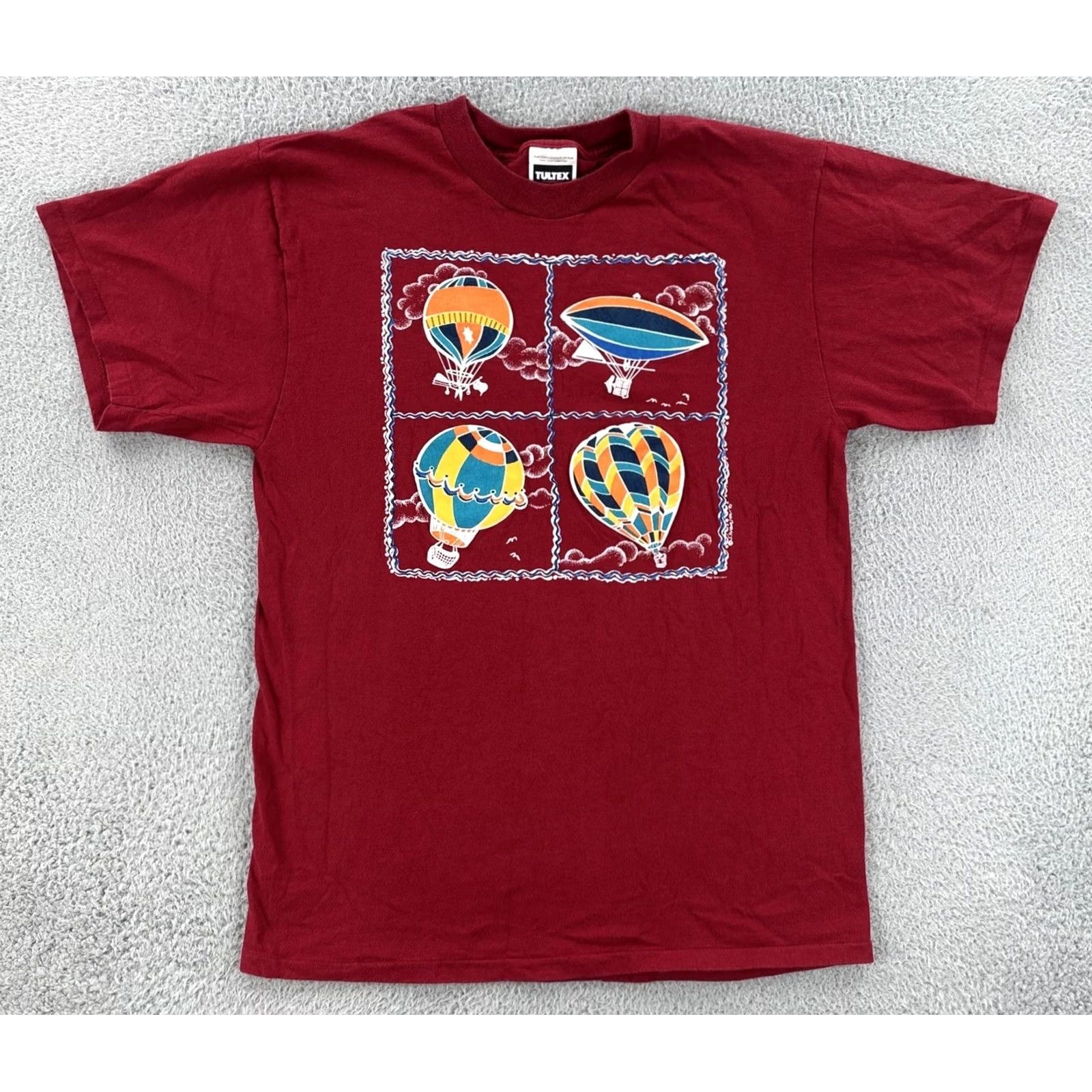Tultex VINTAGE Tultex Shirt Mens L Red Single Stitch Tee 90s Hot Air Balloon Graphic Print Crew Neck Short Sleeve Mens Size US L / EU 52-54 / 3 - 2 Thumbnail