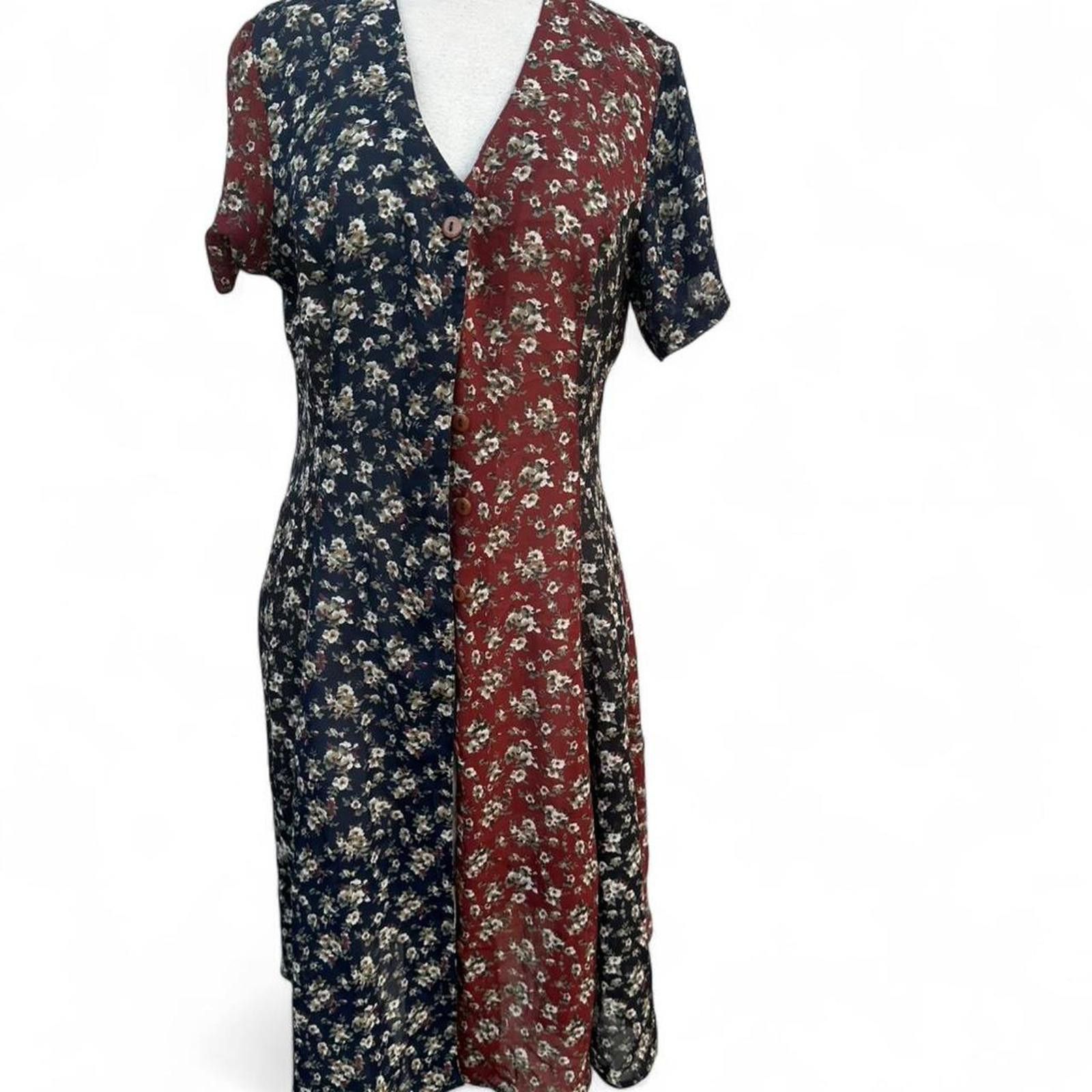 Other Express floral print dress in navy and burgundy, floraldress Size ONE SIZE - 1 Thumbnail