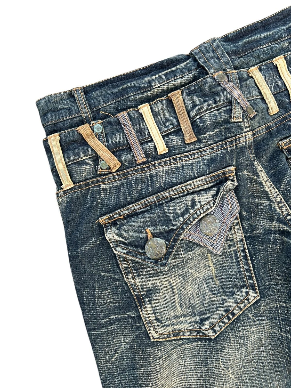 Japanese Brand × Kapital × Vintage Double Waist Skull Japanese Punk Style Denim Jeans Size US 33 - 2 Thumbnail