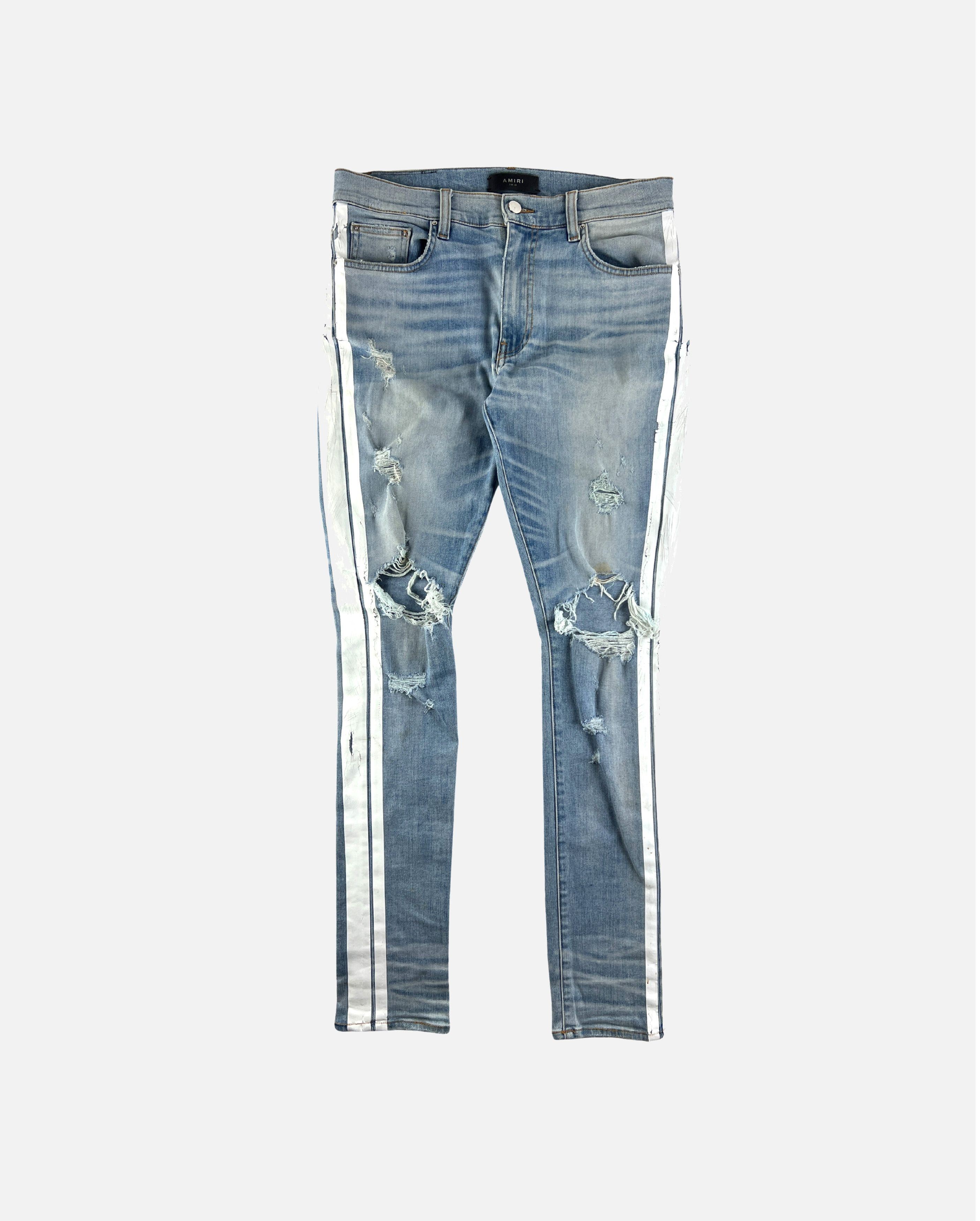 Amiri white striped jeans outlet