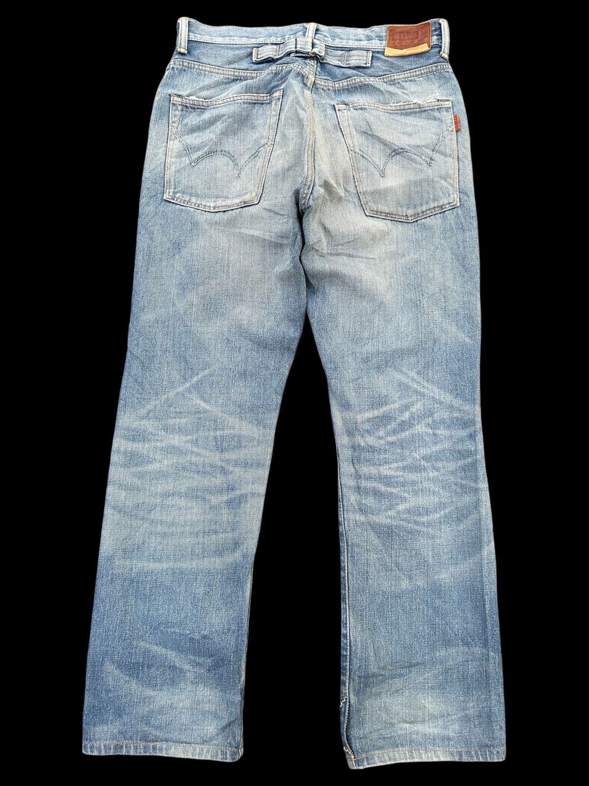 Edwin Selvedge Buckle Back Distressed Denim Jeans