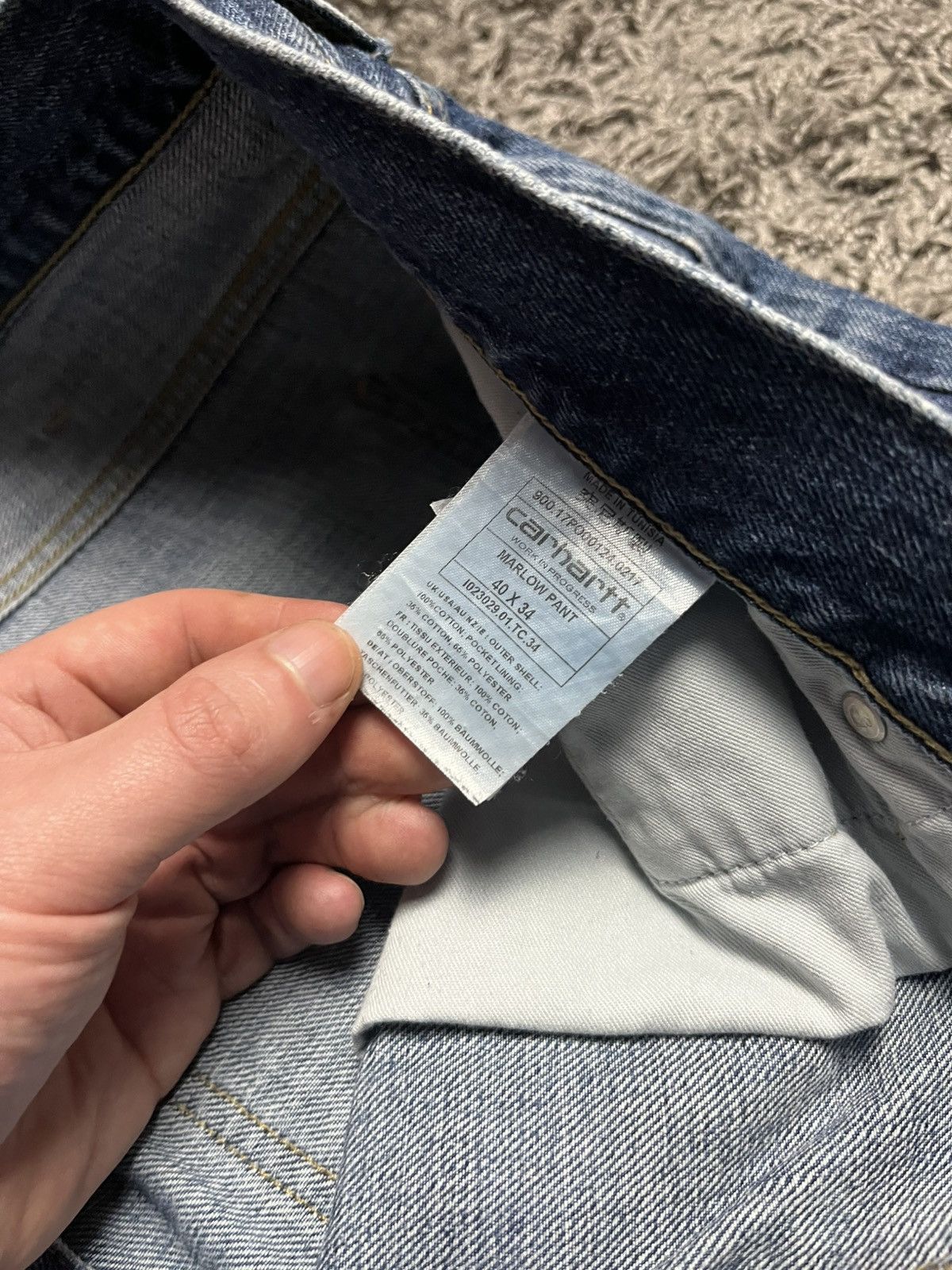 Carhartt Wip Carhartt Marlow Pant Blue Denim Relaxed Straight 40x34 Size US 40 / EU 56 - 8 Thumbnail