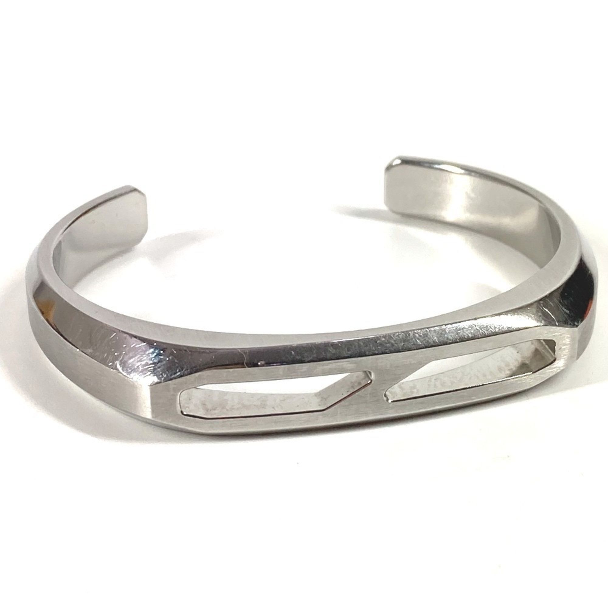 HERMES Delta Cuff Bangle Stainless Steel Women's Silver