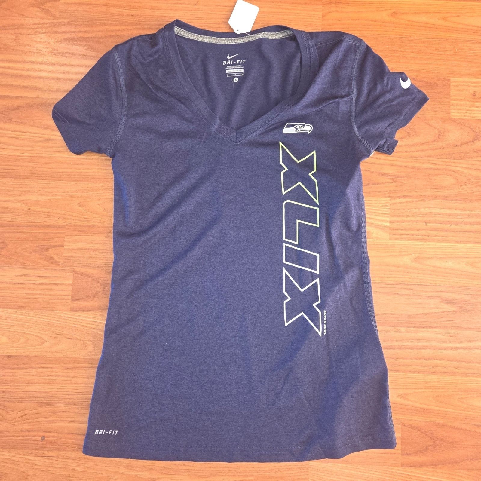 Nike Nike Women's Seahawks Dri-FIT V-Neck T-Shirt - Small Size S / US 4 / IT 40 - 2 Thumbnail