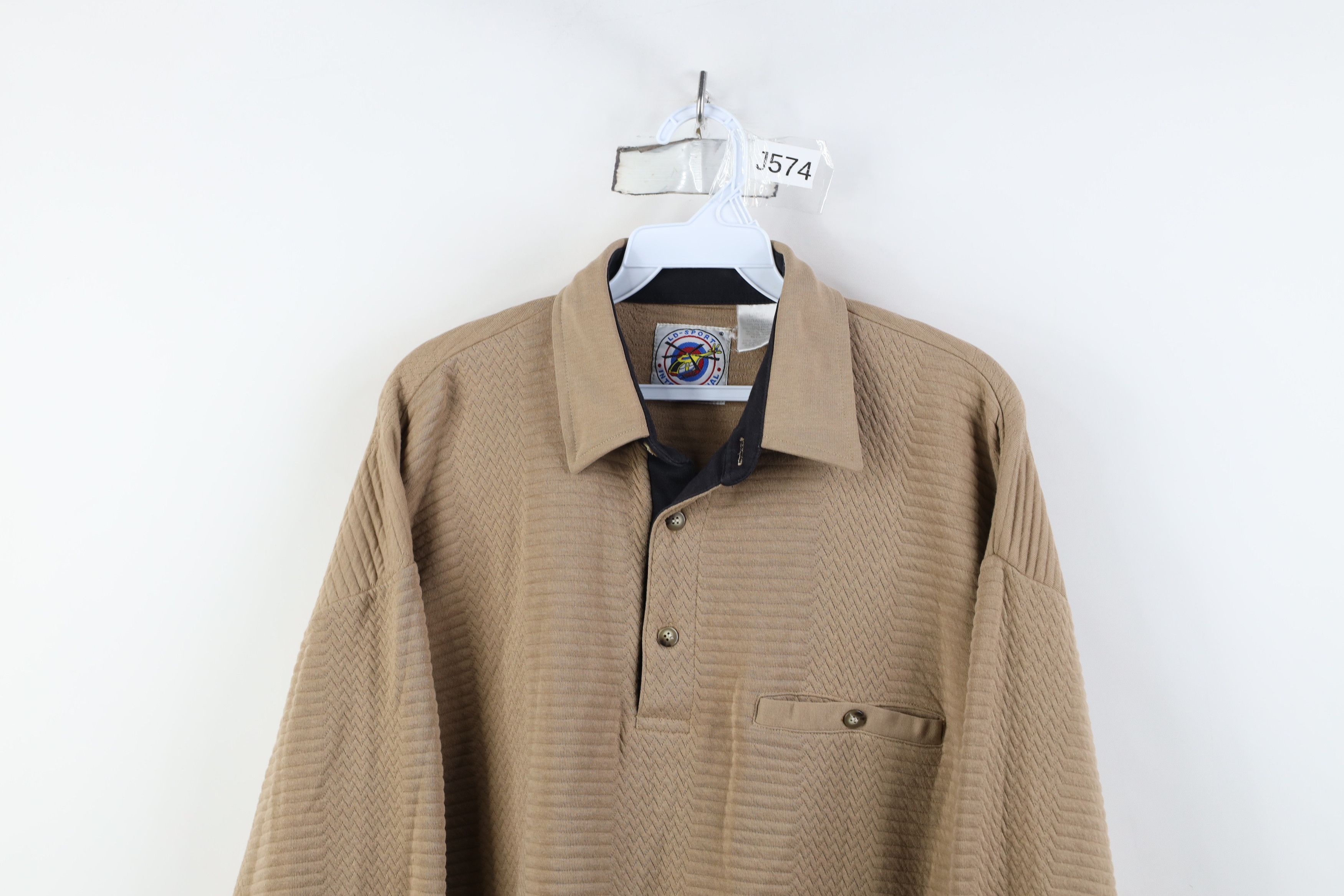 Vintage Vintage 90s Streetwear Textured Collared Pullover Sweatshirt Size US L / EU 52-54 / 3 - 2 Thumbnail