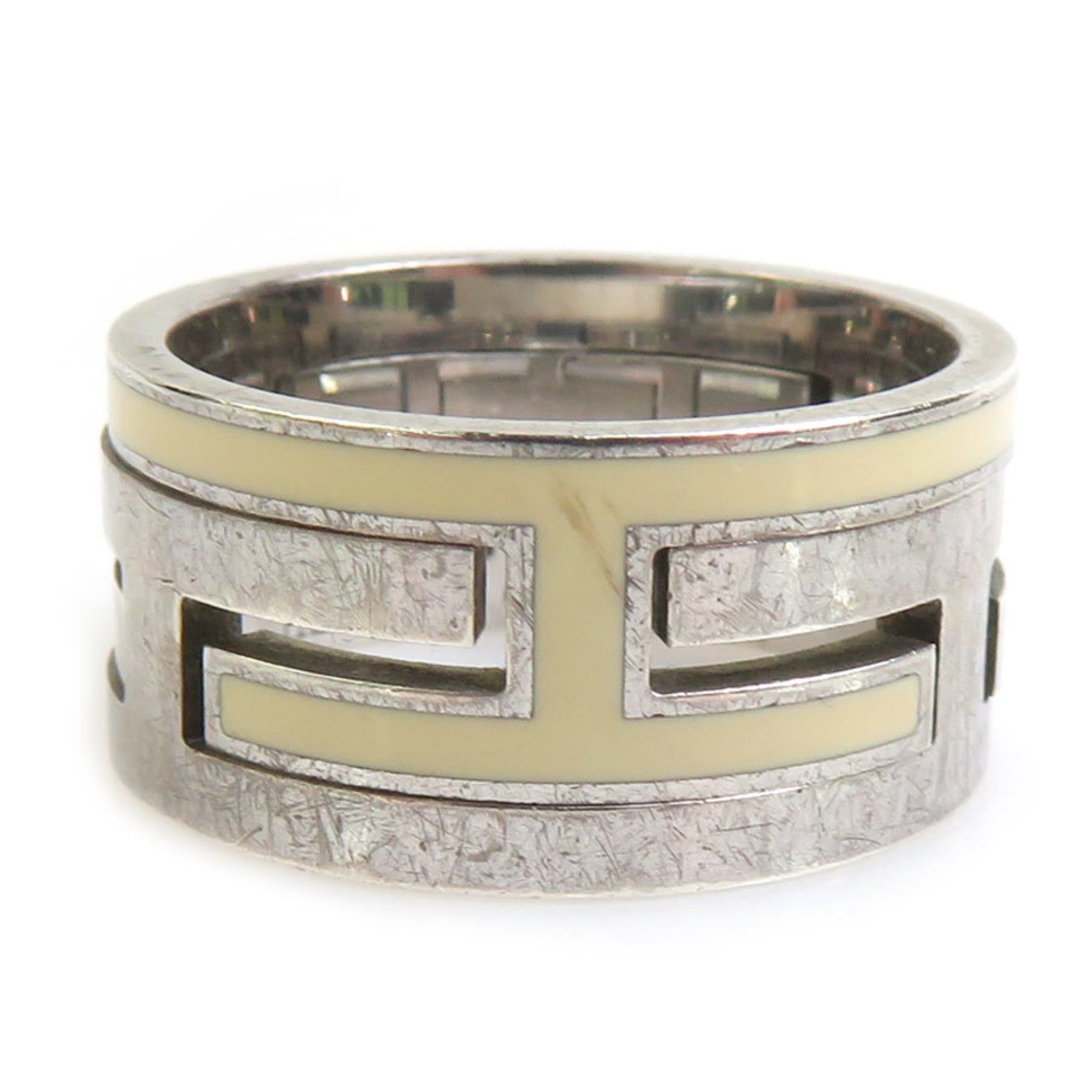 Hermes Hermes Hermès Move Ash Ring in Silver 925 with Enamel and Off-White Silver, Women's, Size 1, Free Shipping, e61514a Size ONE SIZE - 1 Thumbnail