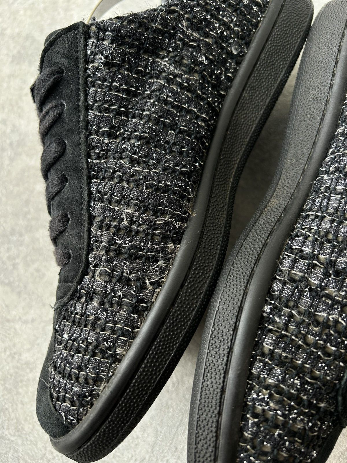 Chanel Chanel Coco Mark Black Tweed Sneakers Size US 8 / IT 38 - 13 Thumbnail