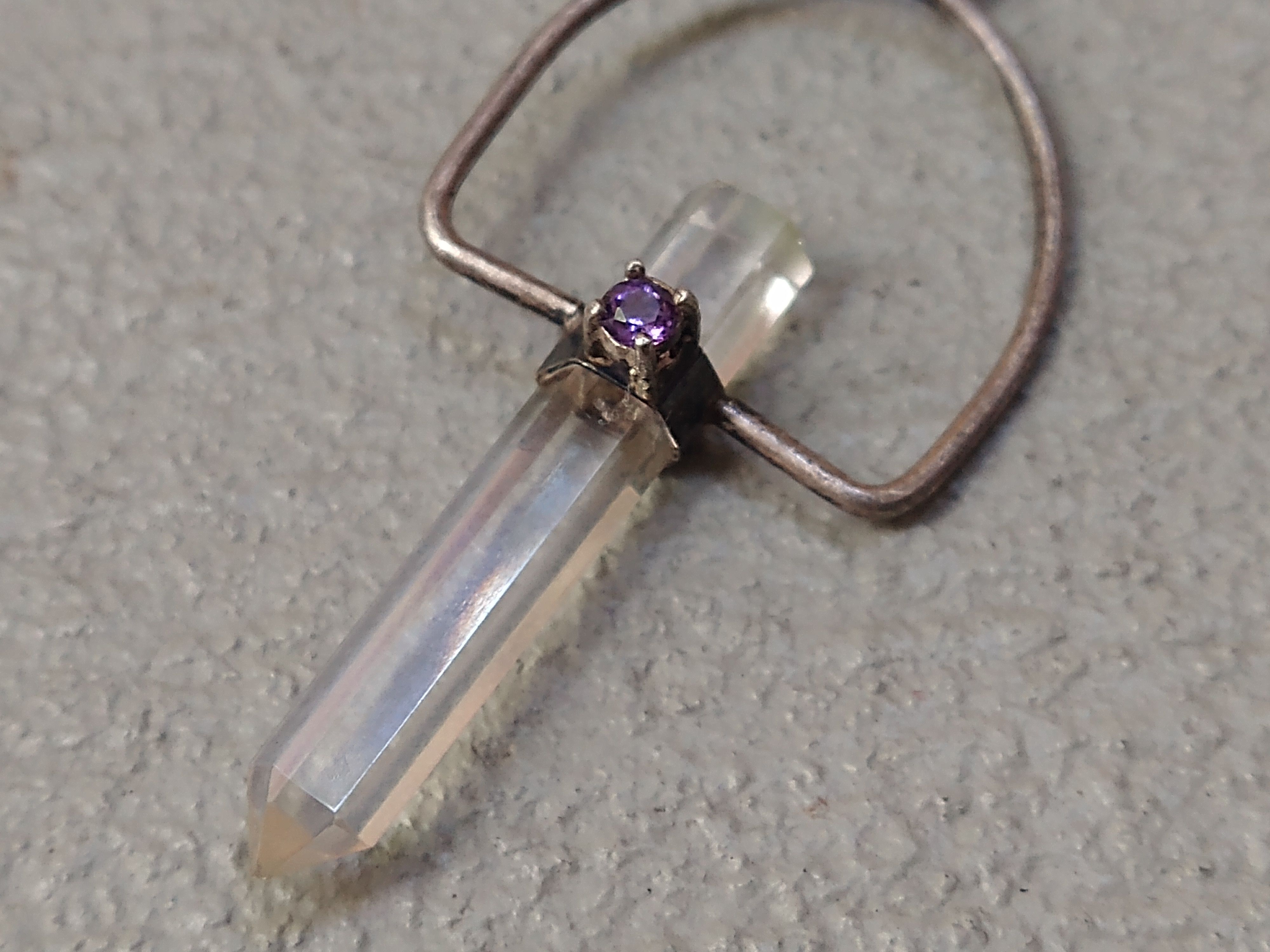 Jewelry Vintage Sterling Silver Pendant Quartz Amethyst Modern Size ONE SIZE - 3 Thumbnail