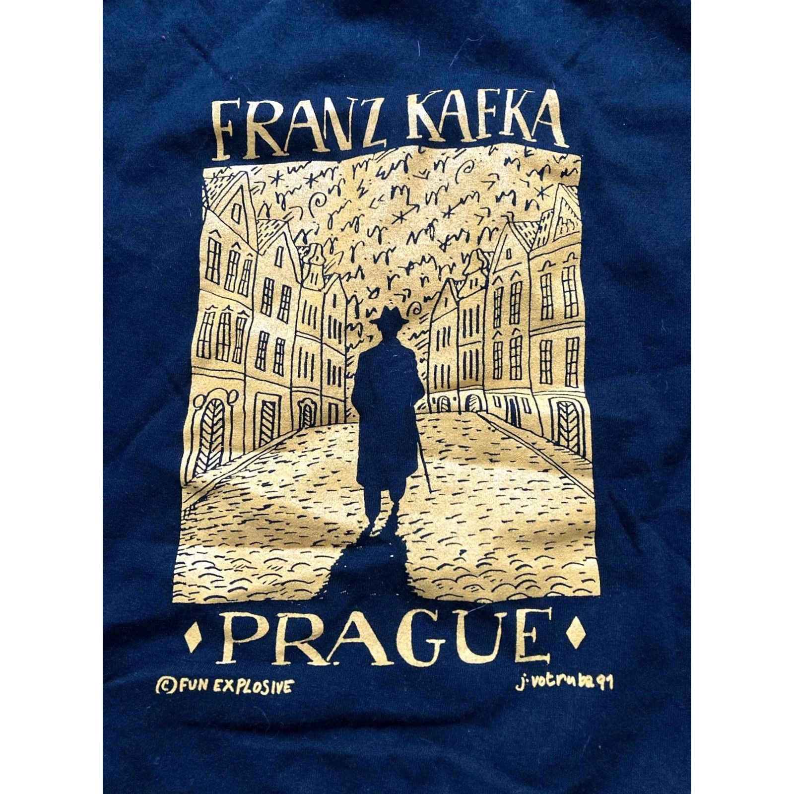 Vintage VINTAGE Franz Kafka Prague Jiri Votruba Shirt XL Black Art 1991 Fun Explosive T-Shirt Men Short Sleeve Size US XL / EU 56 / 4 - 2 Thumbnail