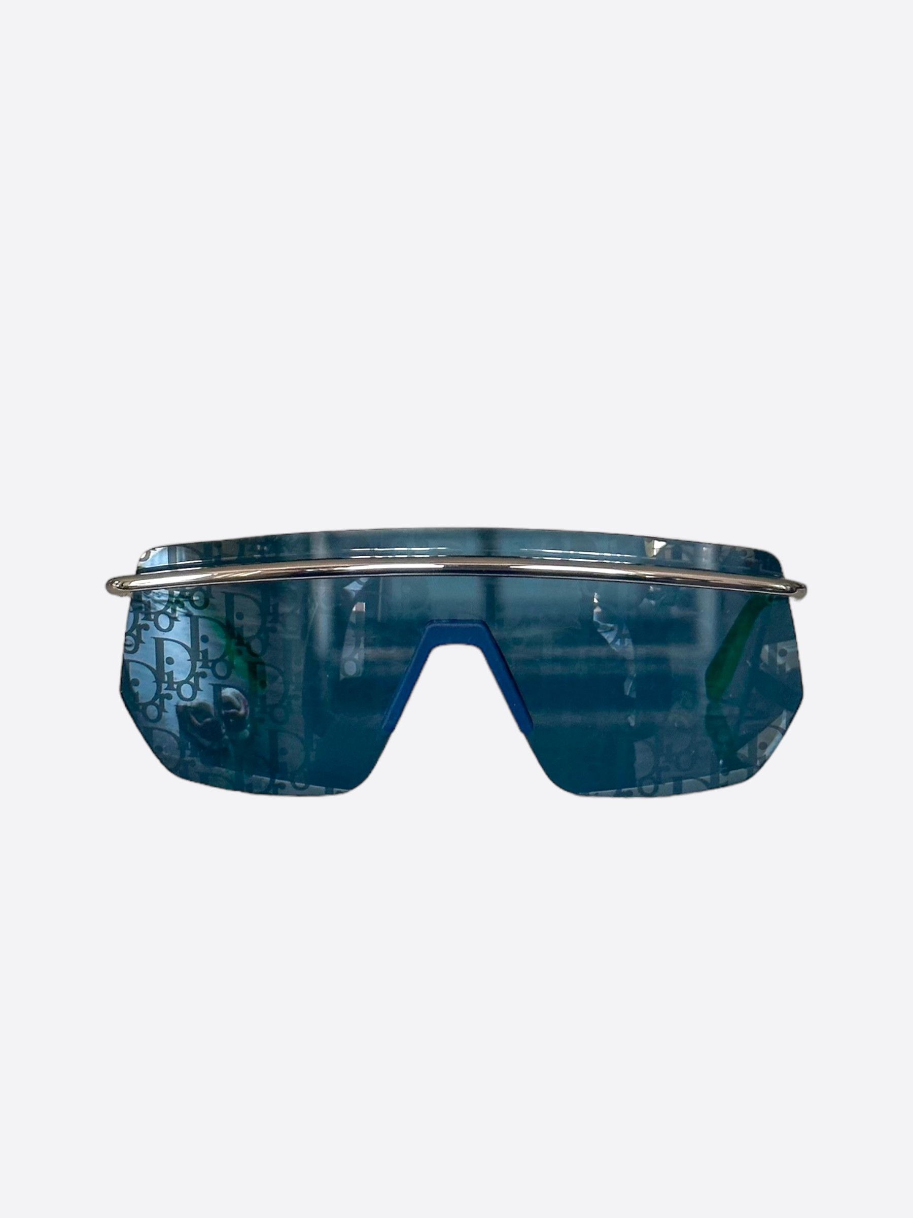 Dior Dior Blue Oblique Shield Sunglasses Size ONE SIZE - 1 Thumbnail