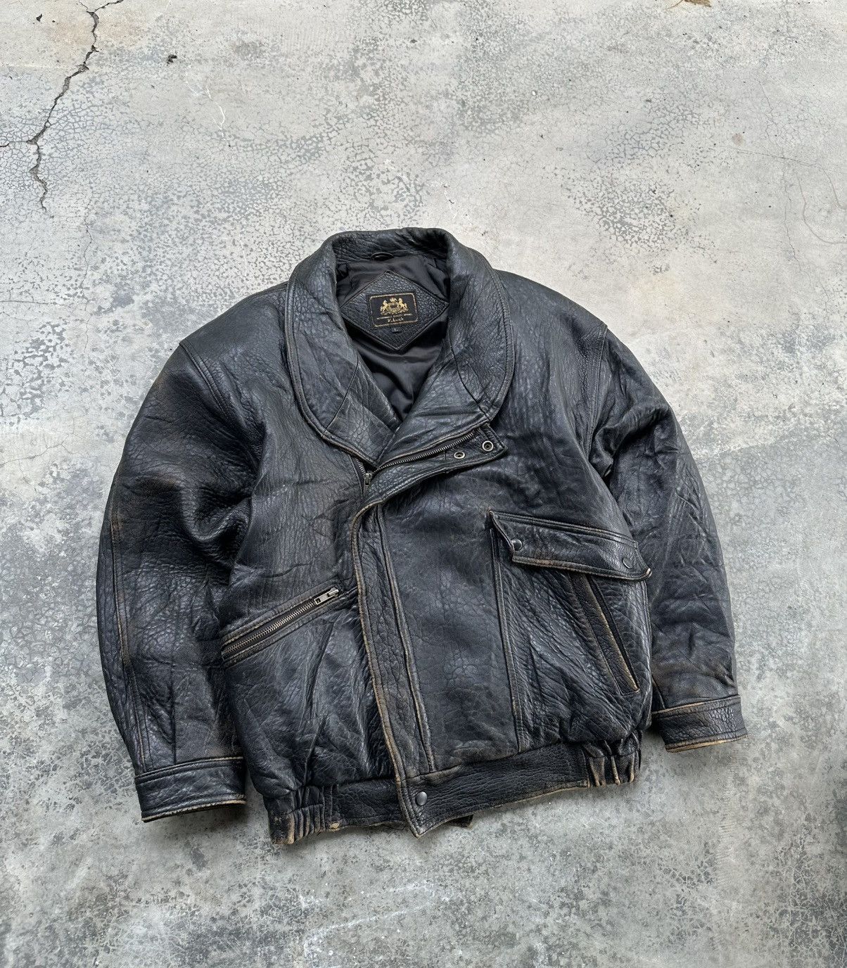 Vintage Vintage V_Luck Double Collar Sheepskin Leather Bomber Jacket Size US L / EU 52-54 / 3 - 4 Thumbnail