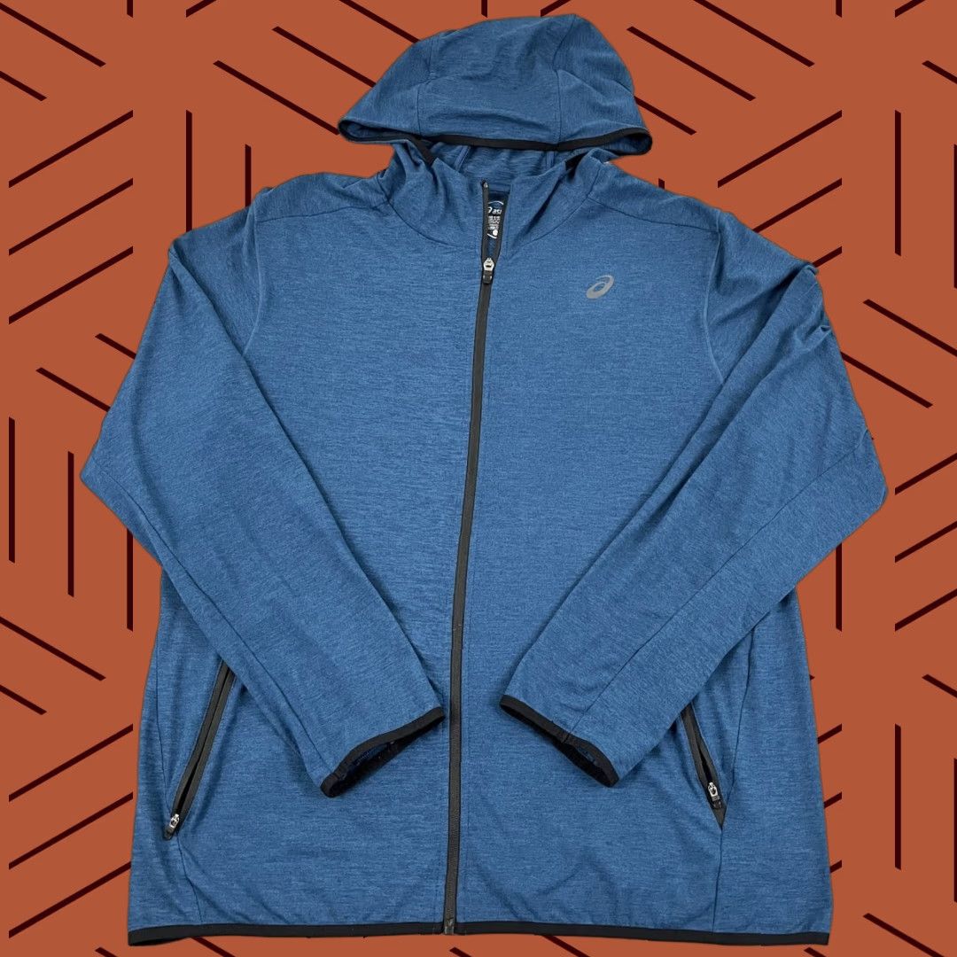 Asics ASICS Jacket 2XL Blue Full Zip Hoodie Pockets Running Activewear Outdoor Sports Regular Fit Mens Size US XXL / EU 58 / 5 - 1 Thumbnail