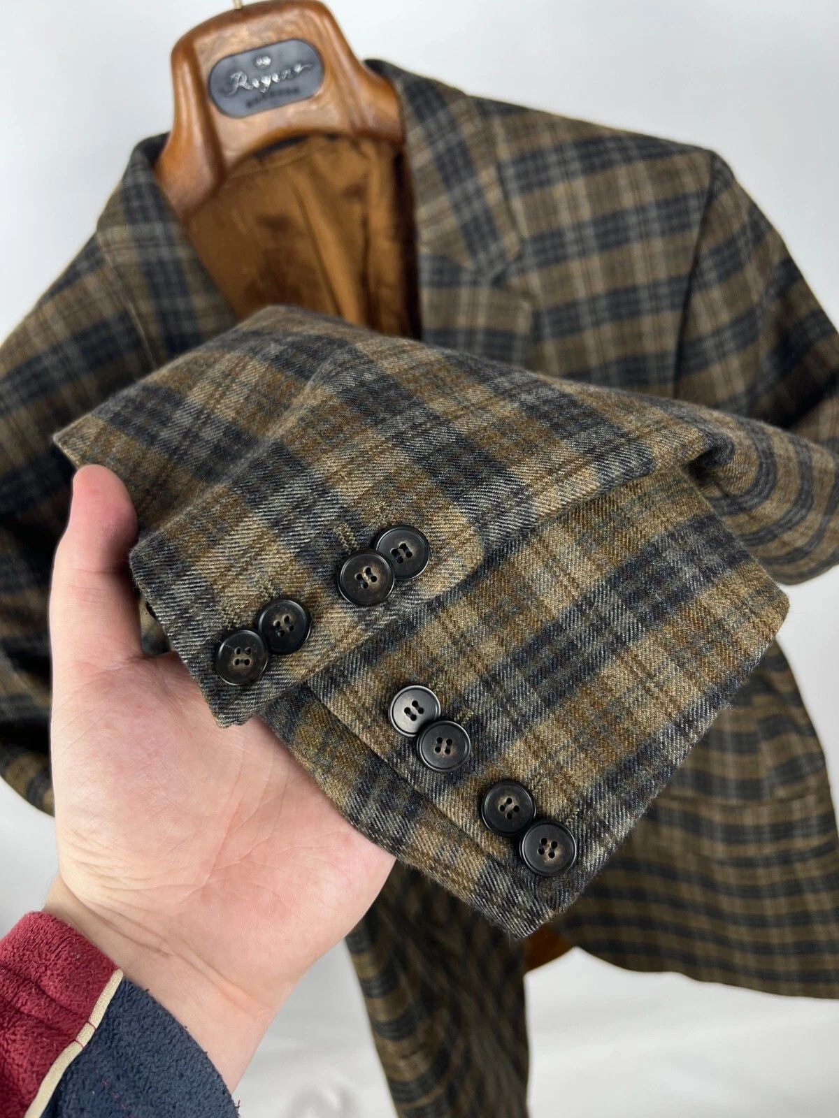 Hugo Boss Hugo Boss Brown Blue Check Wool Two Buttons Blazer Jacket Size 44R - 11 Thumbnail