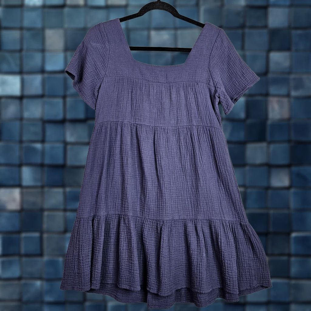 Rails Rails Women's XS Blue Tiered Mini Dress Square Neck Short Sleeve Dress Size 26" / US 2 / IT 38 - 1 Thumbnail
