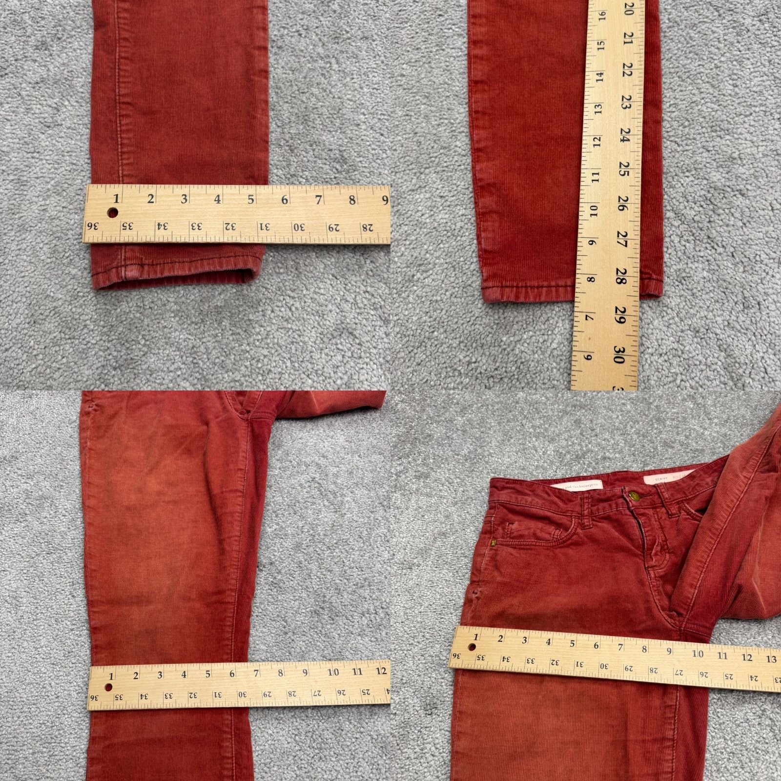 Vintage Pilcro And The Letterpress Corduroy Pants Womens 26 Red Cotton Chino Regular Skinny ZIP Closure Button Front 90s? Size 26" / US 2 / IT 38 - 9 Thumbnail