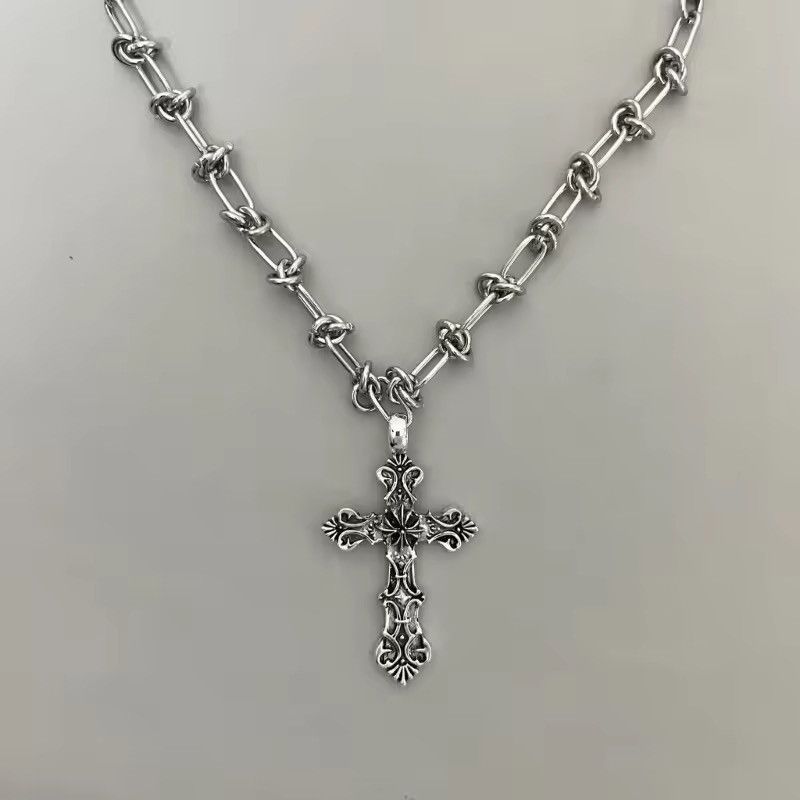 Jewelry Cross Pendants Necklace With Knotted Chain Necklace Size ONE SIZE - 3 Thumbnail