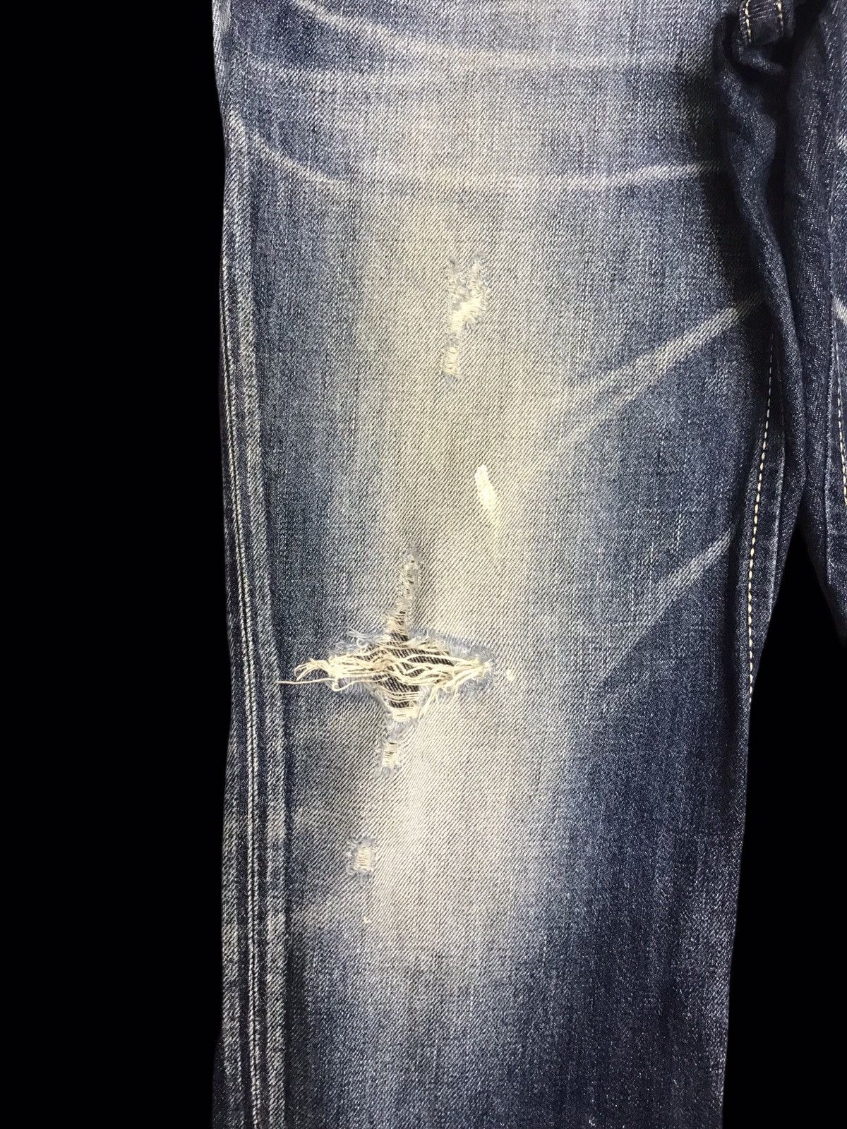 Edwin 💥BOOTCUT💥ARCHIVAL EDWIN STONE WASH DISTRESSED DENIM F112 Size US 35 - 6 Thumbnail