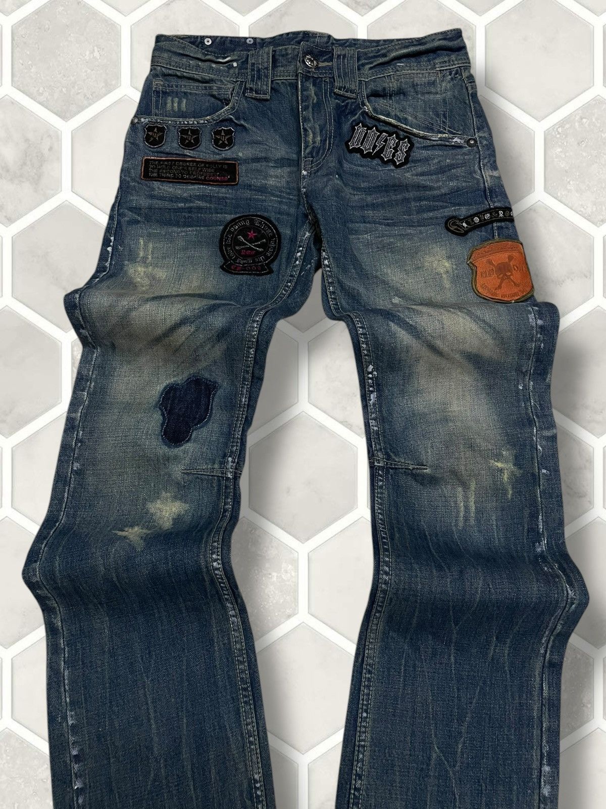 Hysteric Glamour Vintage Authentic Designer Bullet Noise Patchwork Denim Size US 30 / EU 46 - 4 Thumbnail