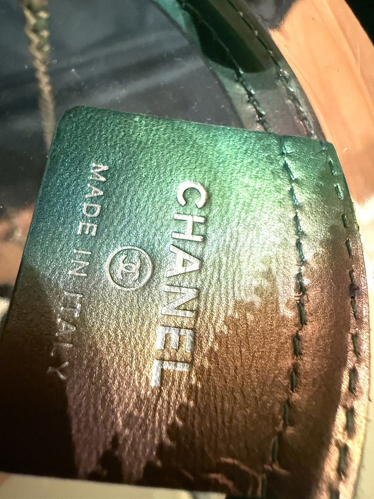 Chanel CHANEL PVC Lambskin Filigree Round Clutch With Chain green Size ONE SIZE - 9 Thumbnail