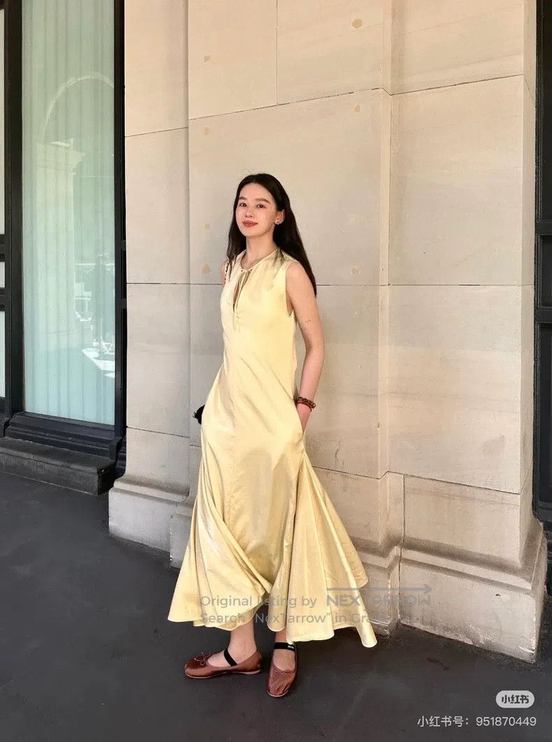 Jil Sander Jil Sander size 36 Chicken Yellow Satin Sleeveless Maxi Dre Size XS / US 0-2 / IT 36-38 - 8 Thumbnail