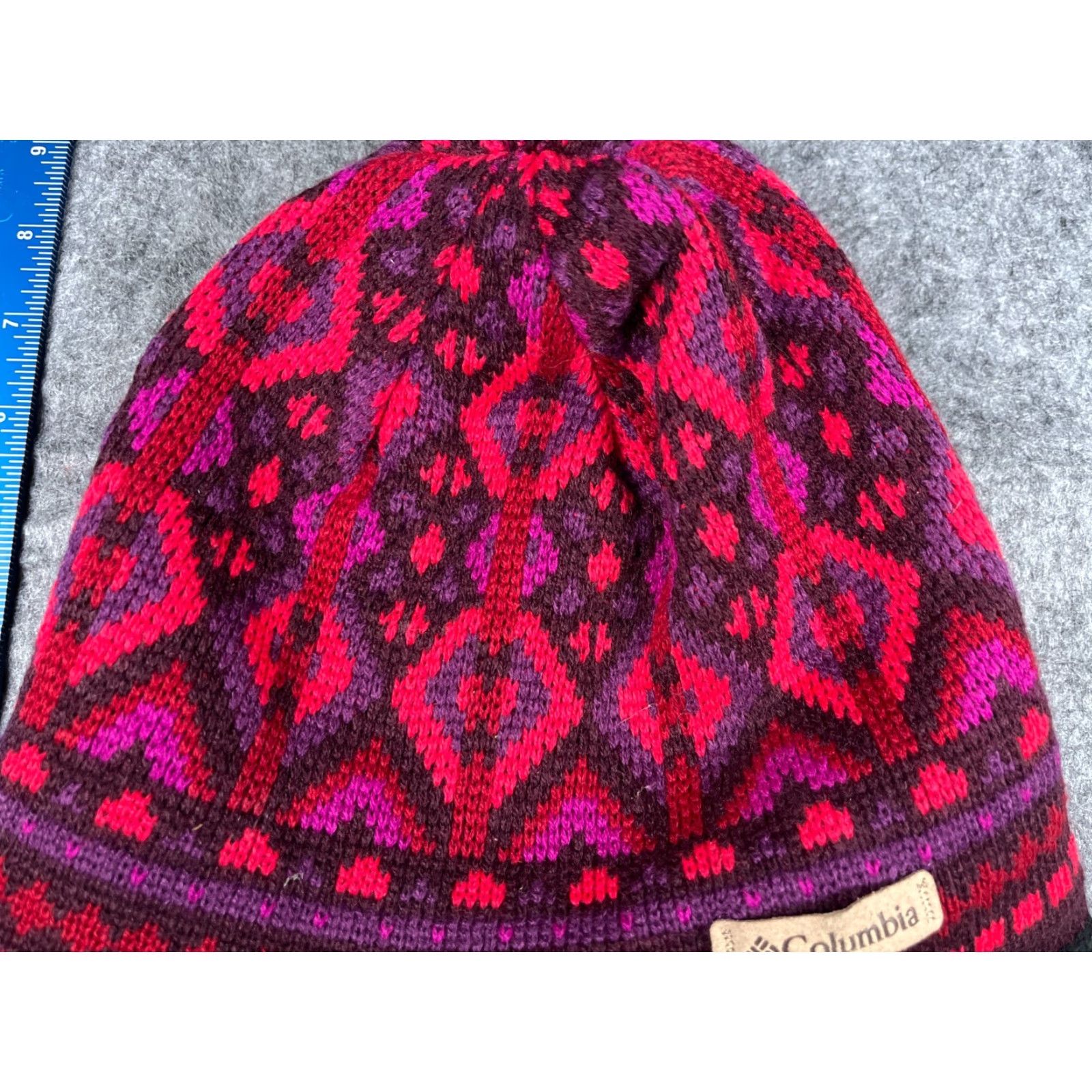 Pinko Columbia Beanie Toque Adult One Size Pink Acrylic Poly Lined Thermal Reflective Geometric Pattern Unisex Adults Hat Mens Womens Size ONE SIZE - 3 Thumbnail
