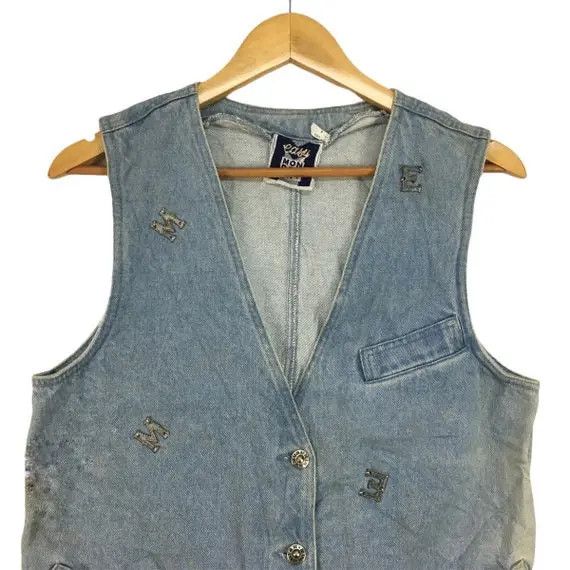 Vintage EASY MONDRIAN Blue Denim Vest Casual Clothing Made in Italy Size S / US 4 / IT 40 - 2 Thumbnail
