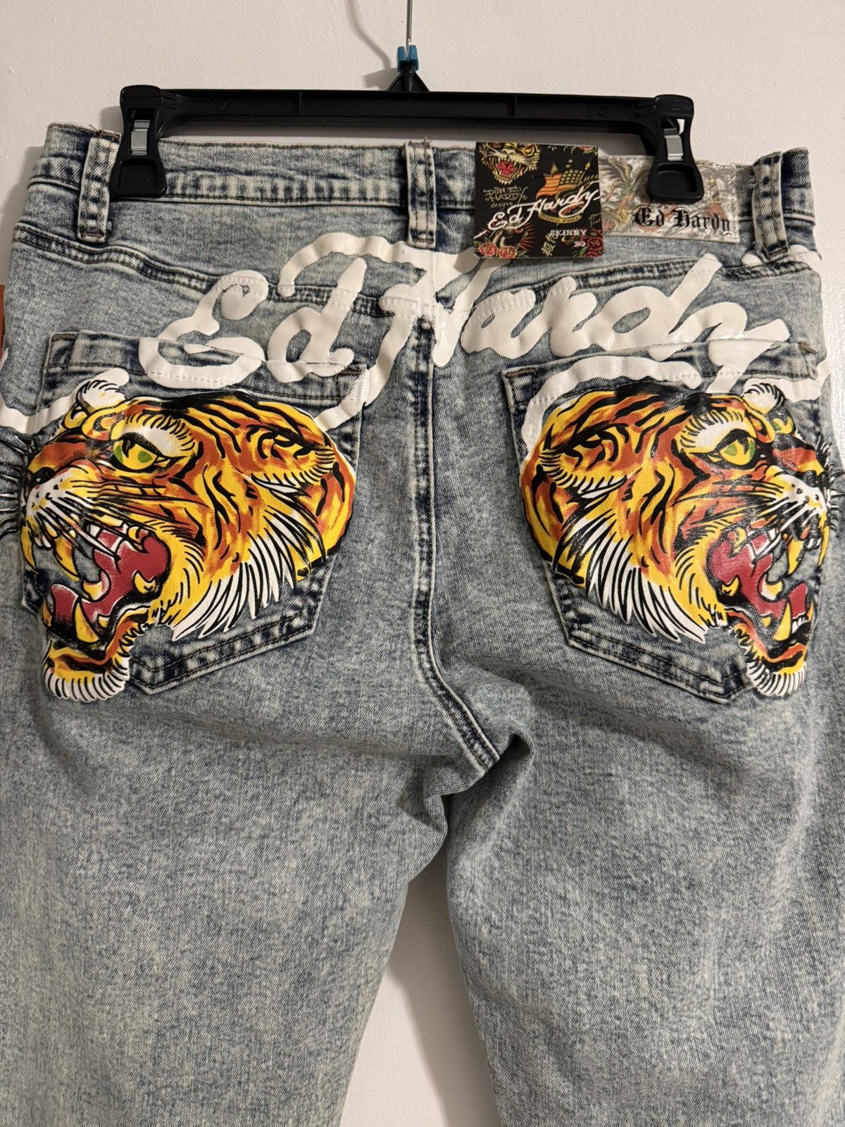 Ed Hardy Men’s Ed Hardy Destructed Acid Wash Skinny Jeans Size 30 Size US 32 / EU 48 - 4 Thumbnail