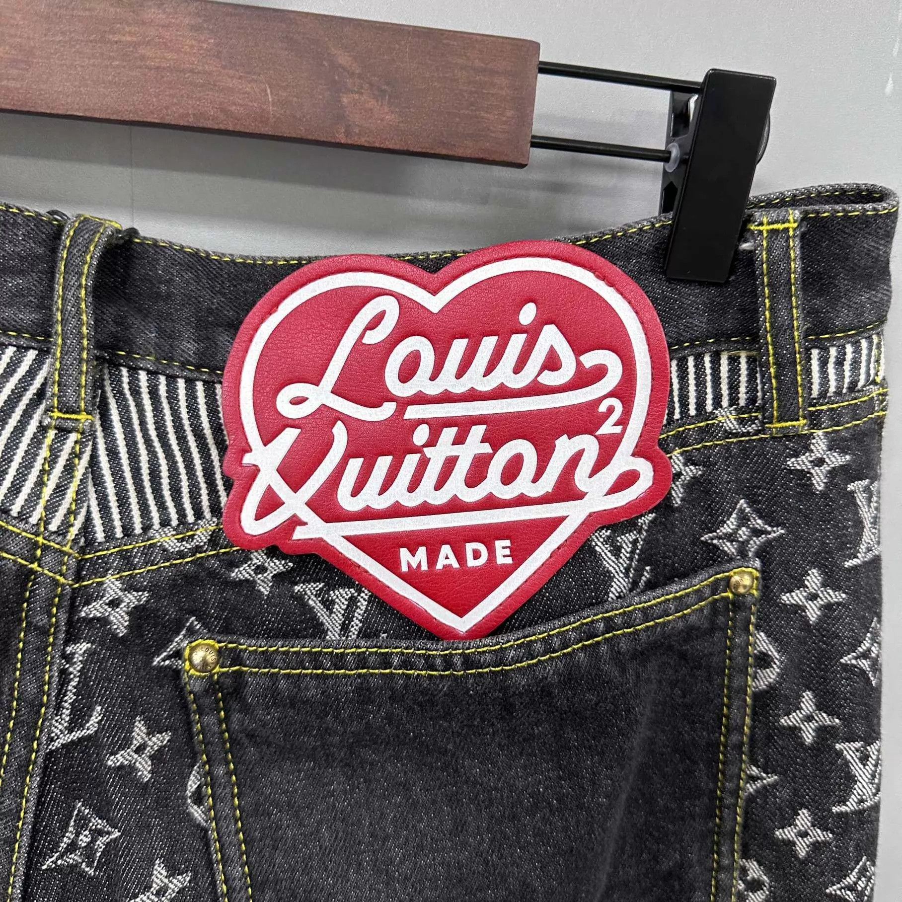 Louis Vuitton LV x Nigo Logo Print Colorblock Jeans 29 Size US 29 - 5 Thumbnail