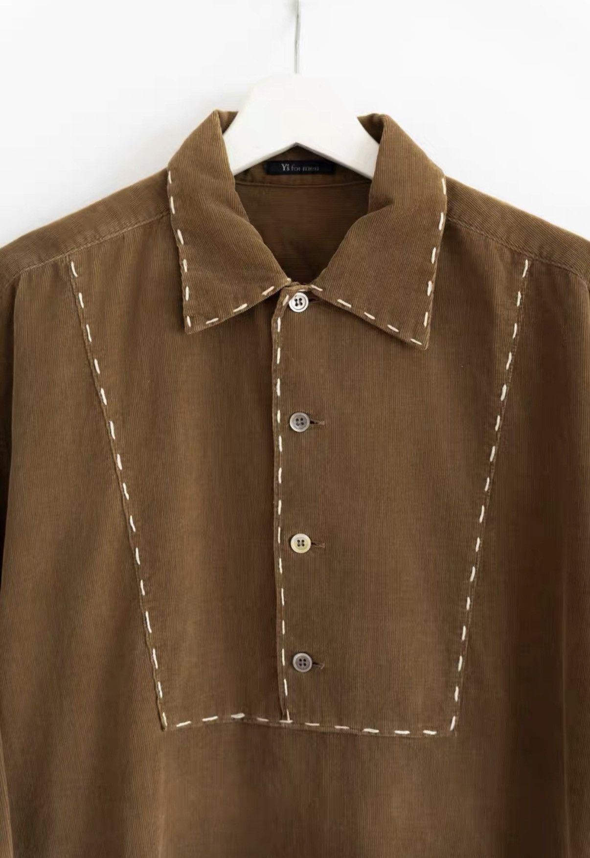 Yohji Yamamoto Yohji Yamamoto 90s Contrast Stitch Corduroy Shirt K4 Size US L / EU 52-54 / 3 - 3 Thumbnail