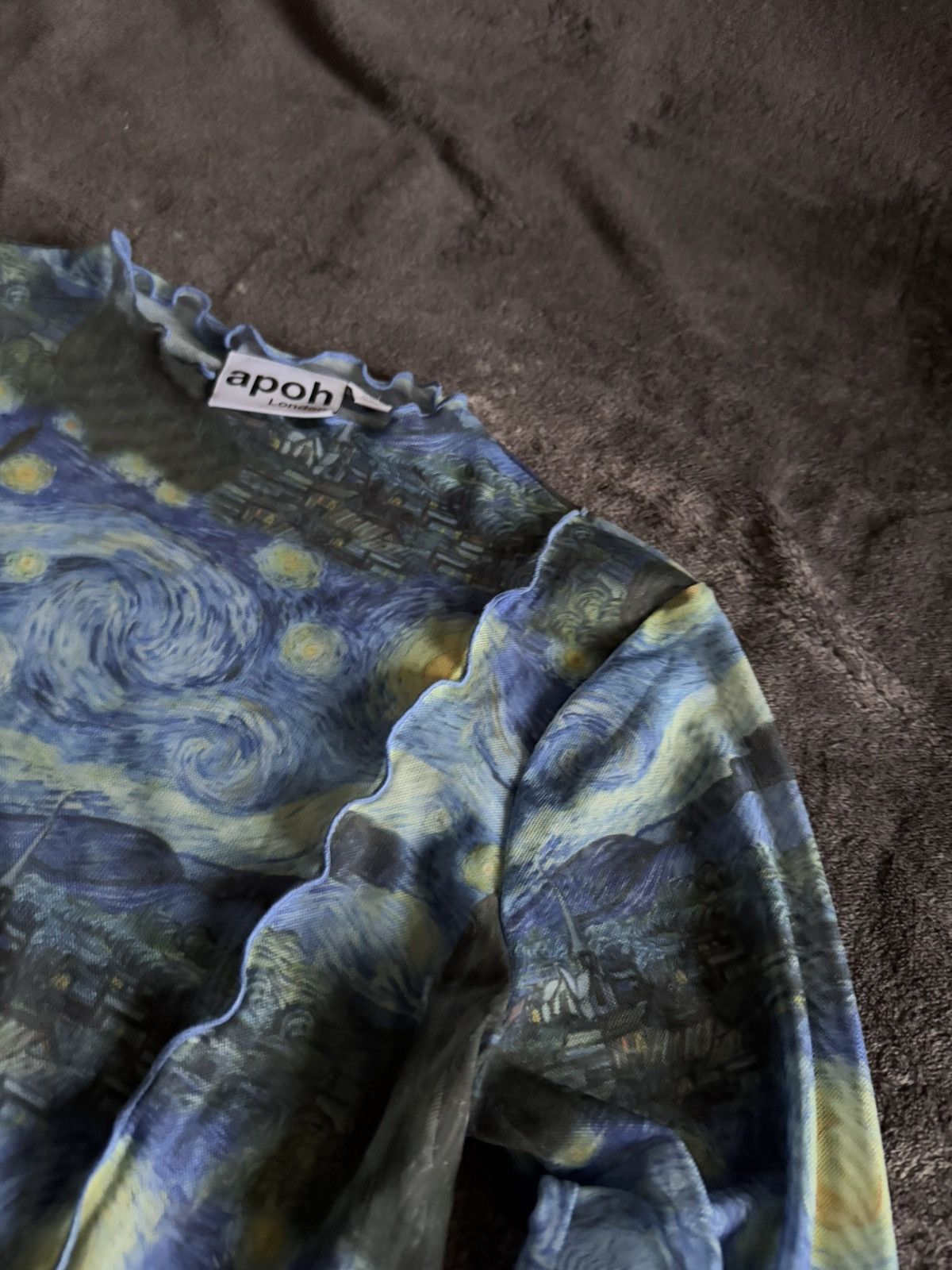 Affliction × Vintage Apoh London Mesh print Van Gogh starry night Japanese brand Size S / US 4 / IT 40 - 5 Thumbnail