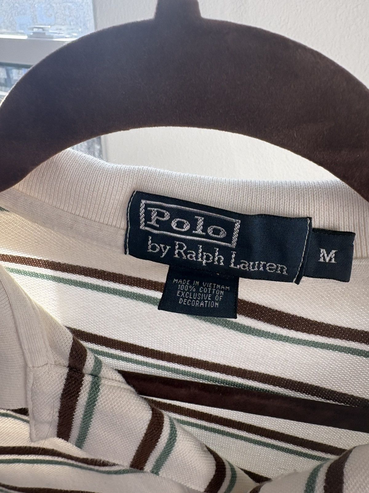 Polo Ralph Lauren Polo White W/ Green & Brown Stripes Size US M / EU 48-50 / 2 - 4 Thumbnail