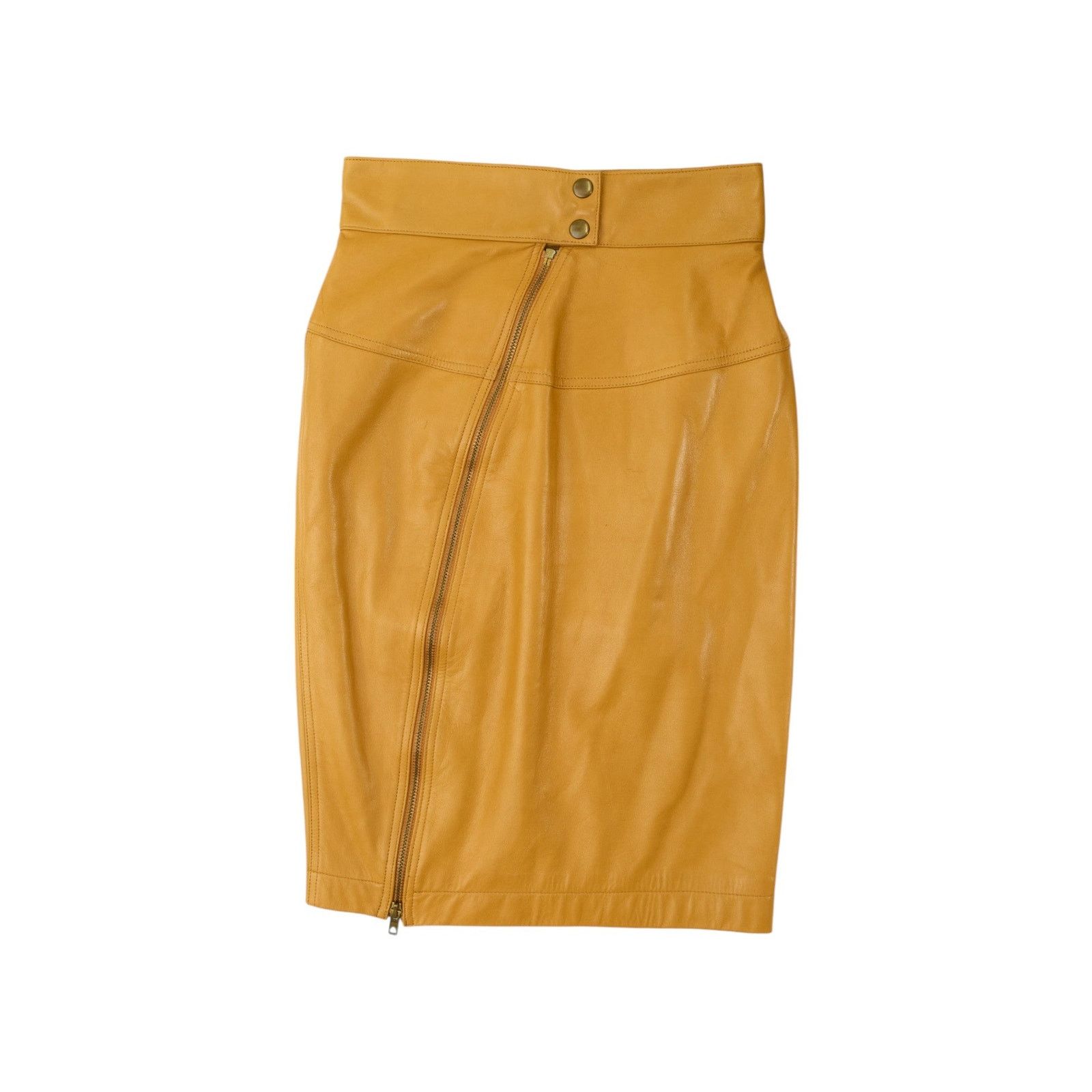 Alaia S/S 1986 Leather Asymmetrical Zip Skirt Size 26" / US 2 / IT 38 - 1 Thumbnail