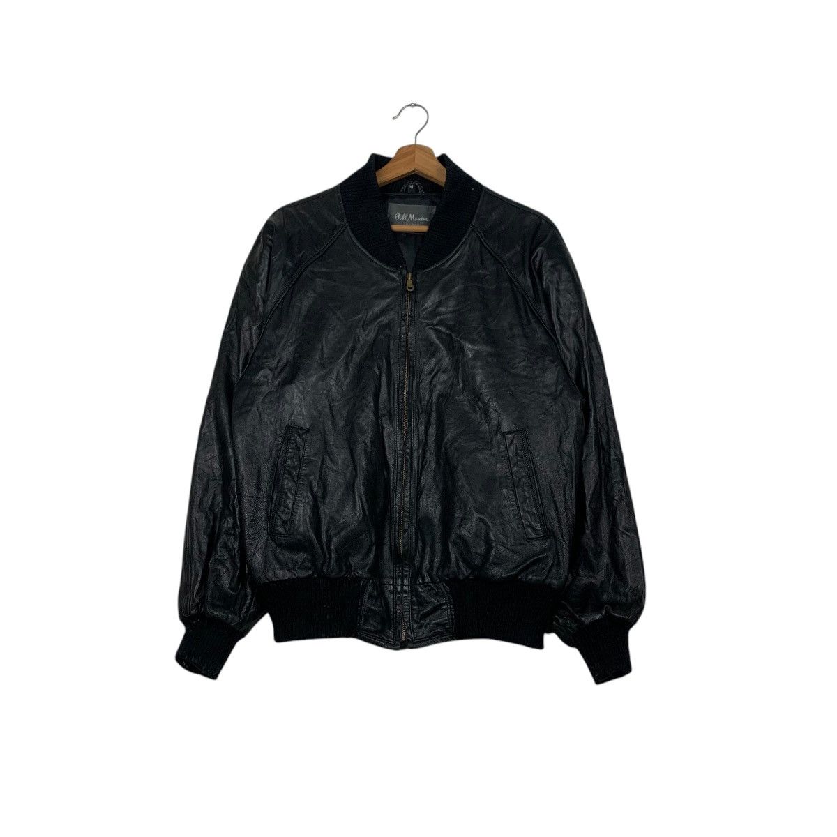 Japanese Brand BELL MAXIM Ships Big Logo Leather Bomber Jacket #2247-C99 Size US M / EU 48-50 / 2 - 3 Thumbnail