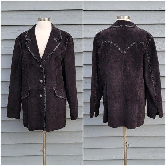 Vintage Vintage 90s y2k Cripple Creek Black Leather Whipstitch Weste Size XXL / US 16-18 / IT 52-54 - 1 Thumbnail